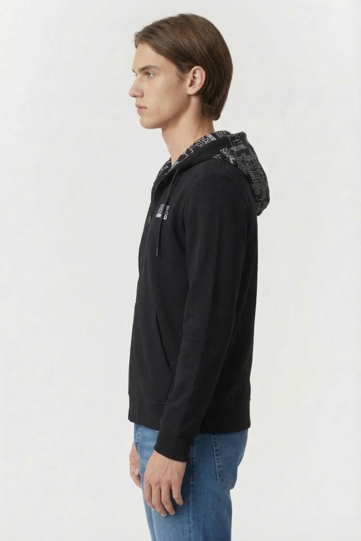 BLACK/WHITE SWEAT HOODY JACKET 2