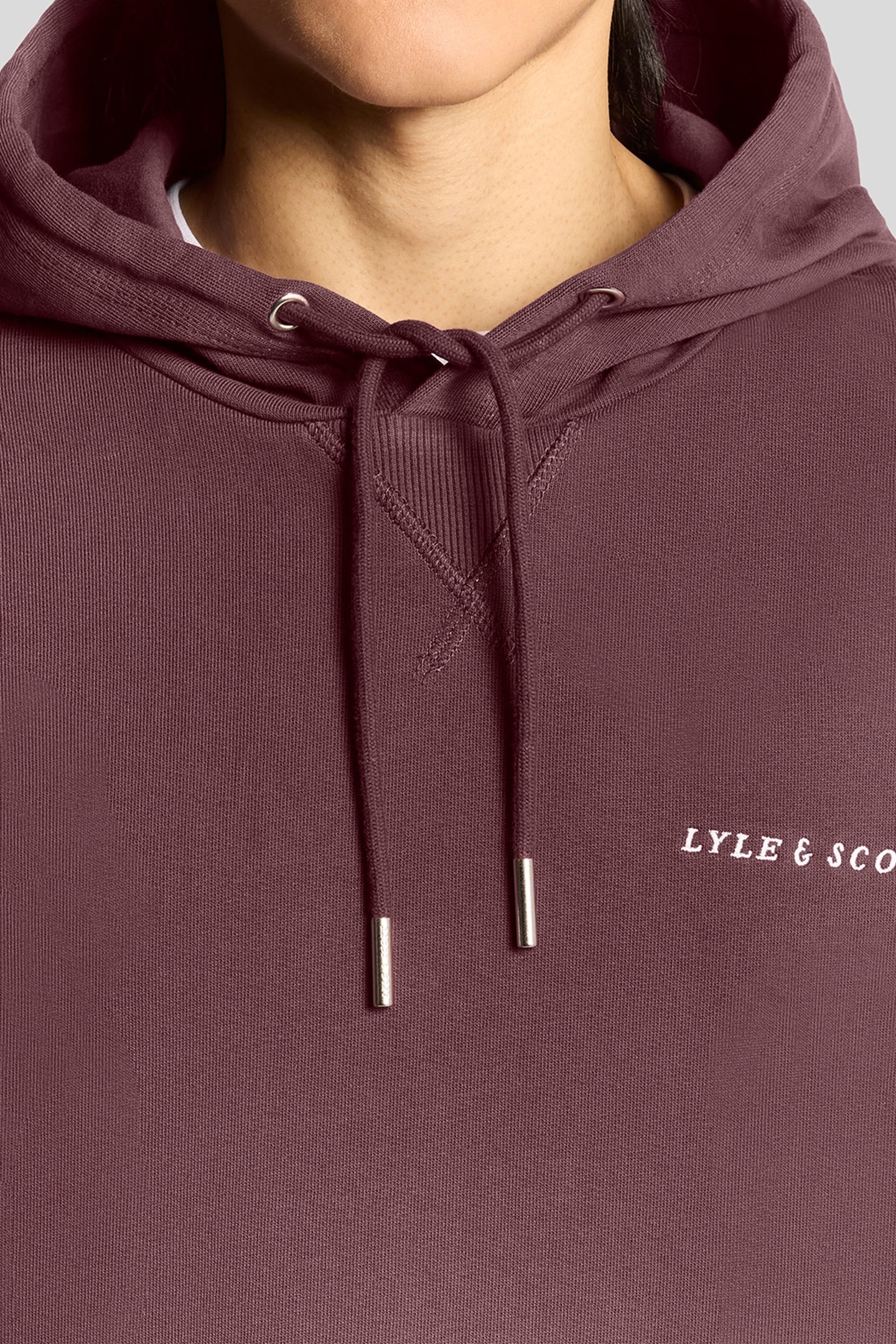SCRIPT BRUSHBACK PULLOVER HOODIE DUSKY MAROON 5
