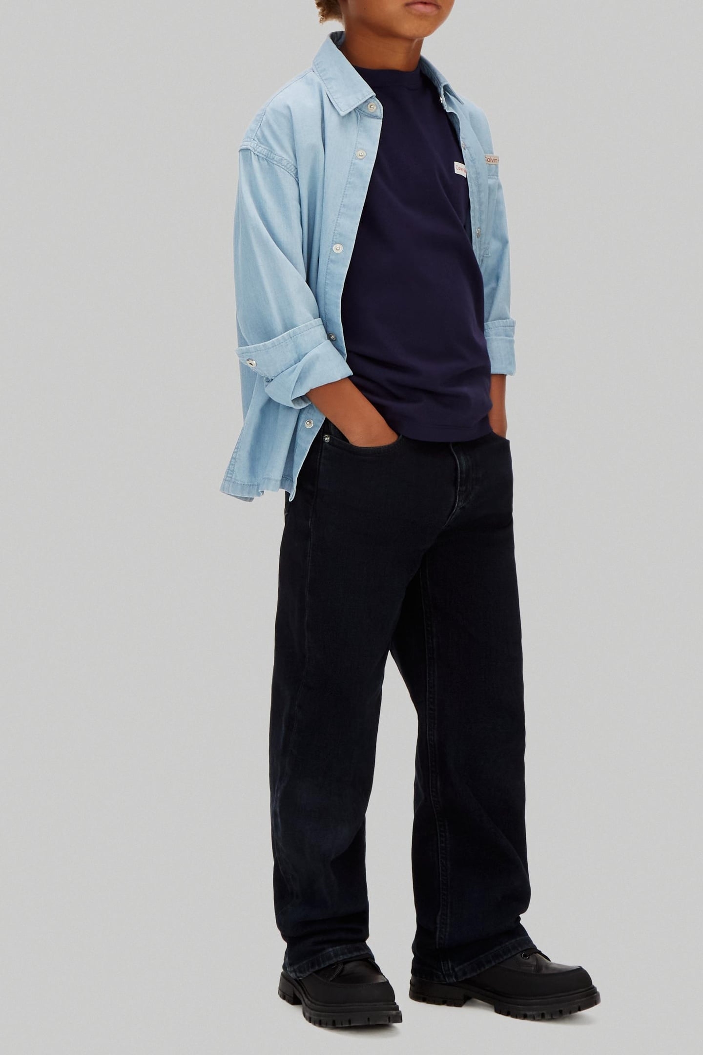 BOYS LOGO LABEL SS T-SHIRT EVENING BLUE 1