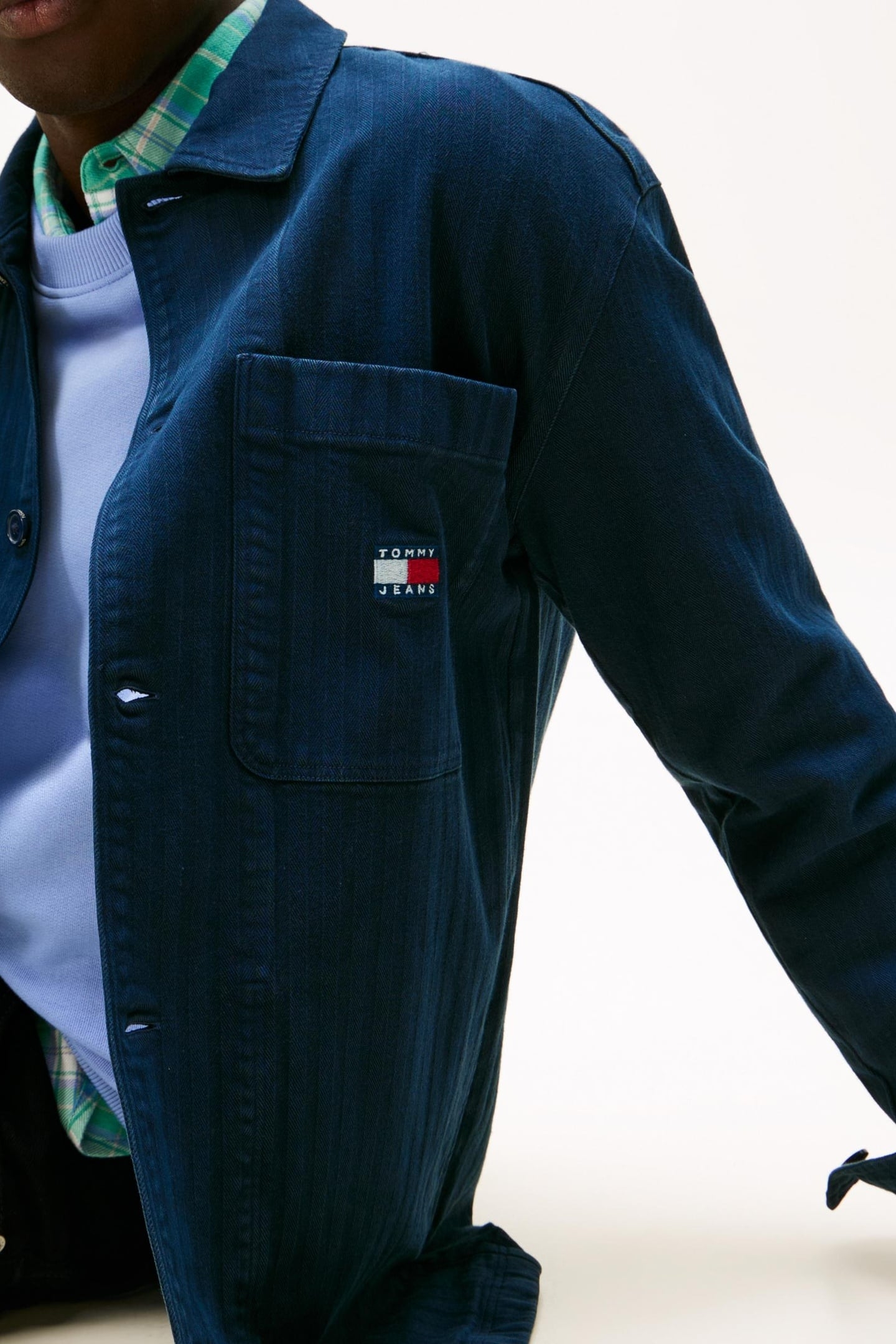 OVERSIZED FIT HERRINGBONE TWILL OVERSHIRT DARK NIGHT NAVY 3