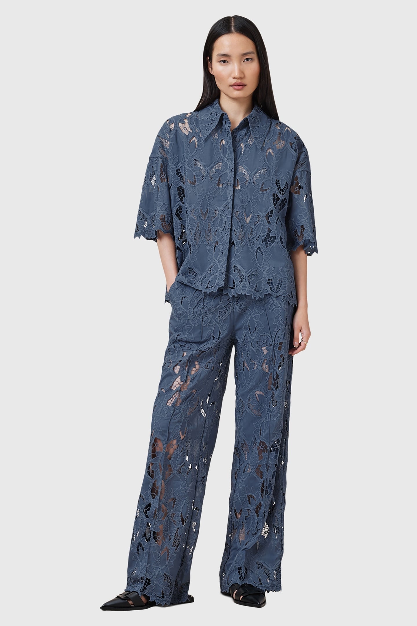 CHARLI EMB SHIRT DUSTY BLUE 2