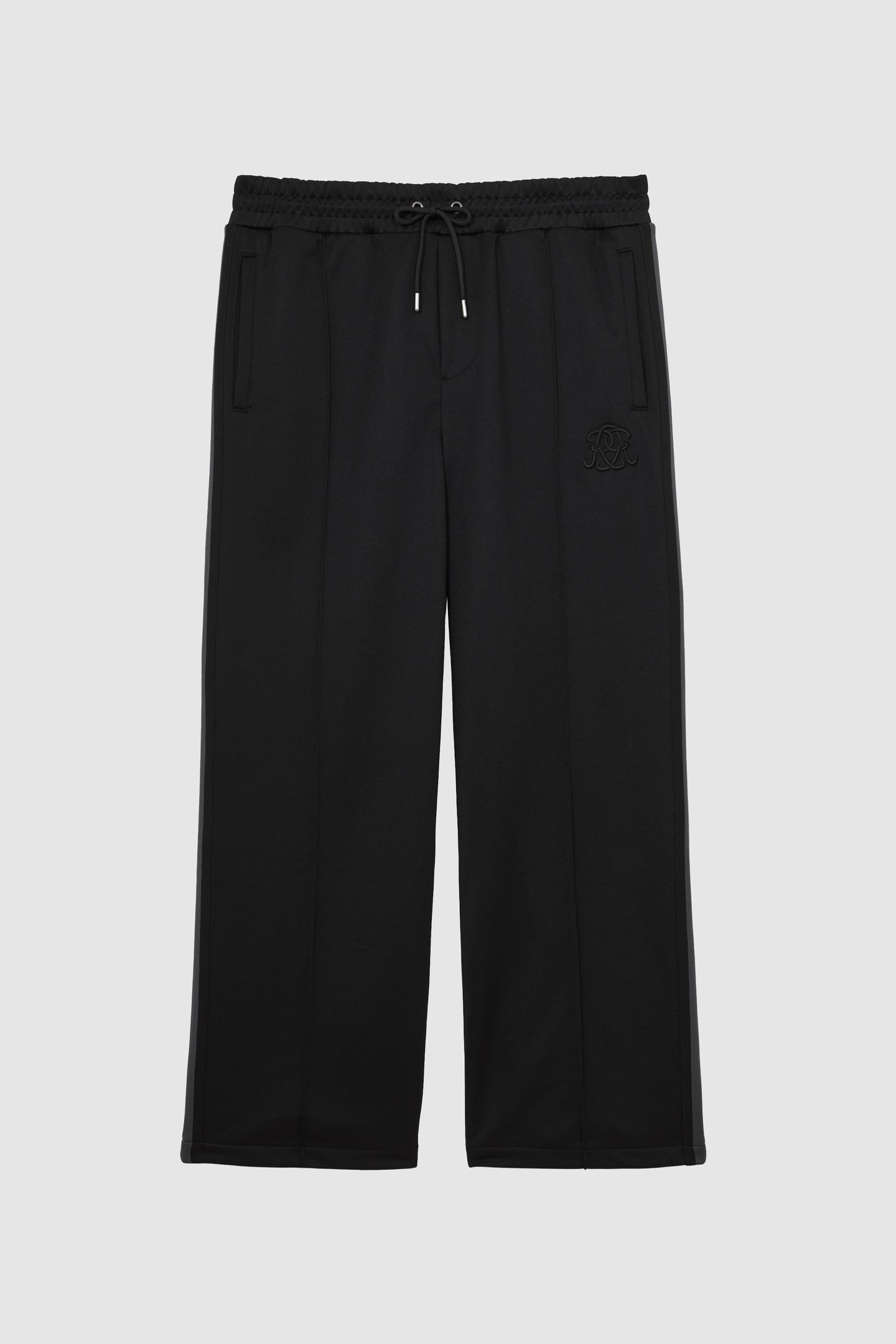 DRAWSTRING WIDE LEG JOGGERS BLACK 4