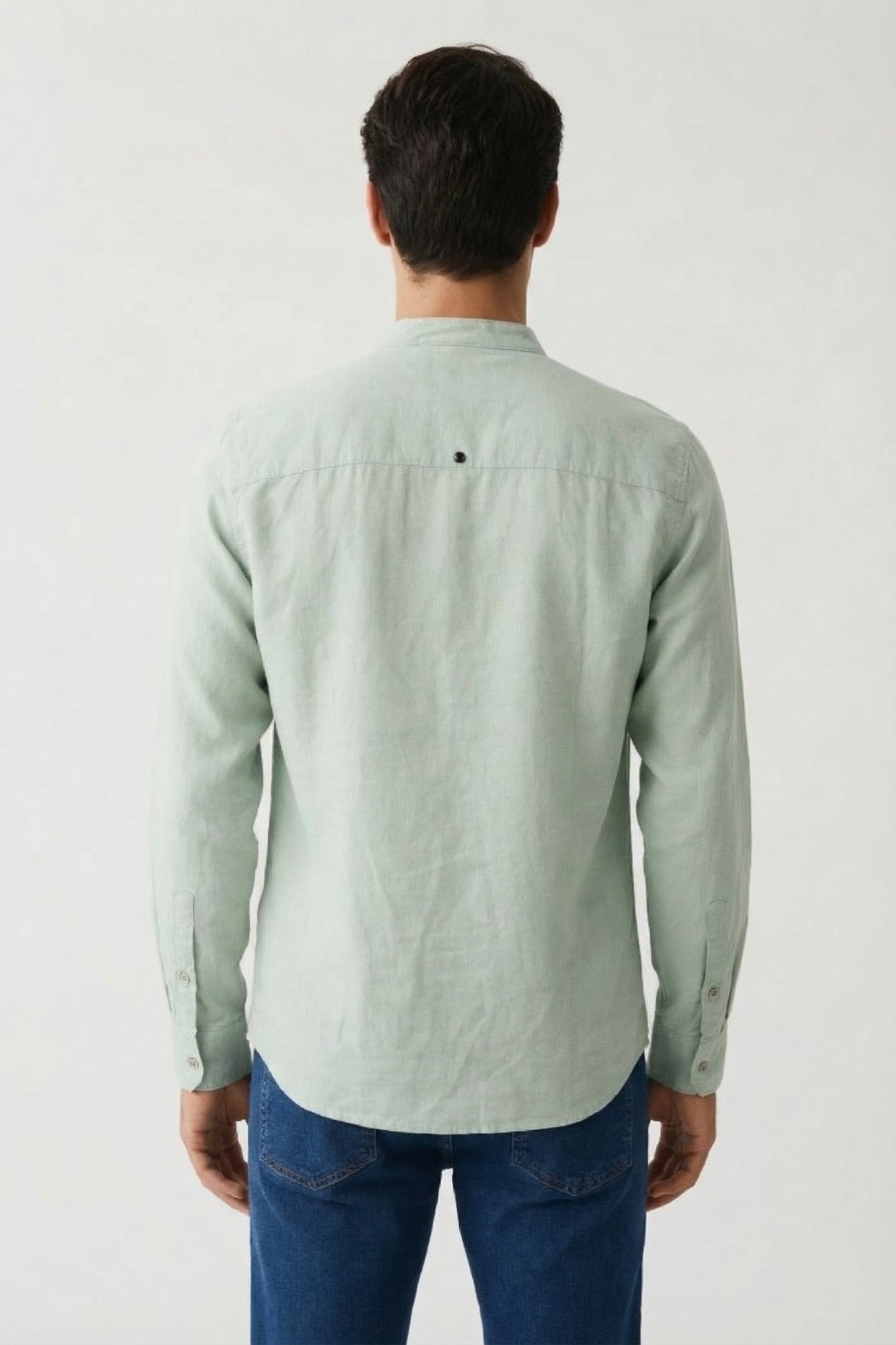 SHIRT GRANDDAD SOLID WITH LINEN MINT 3