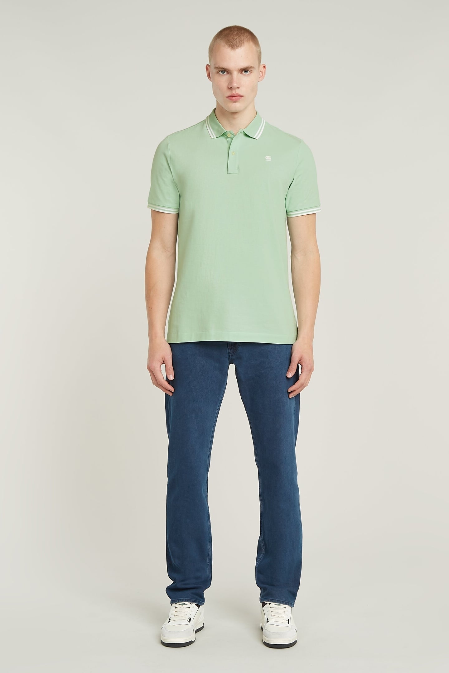 DUNDA SLIM STRIPE POLO S\S BIRDS EGG GREEN 1