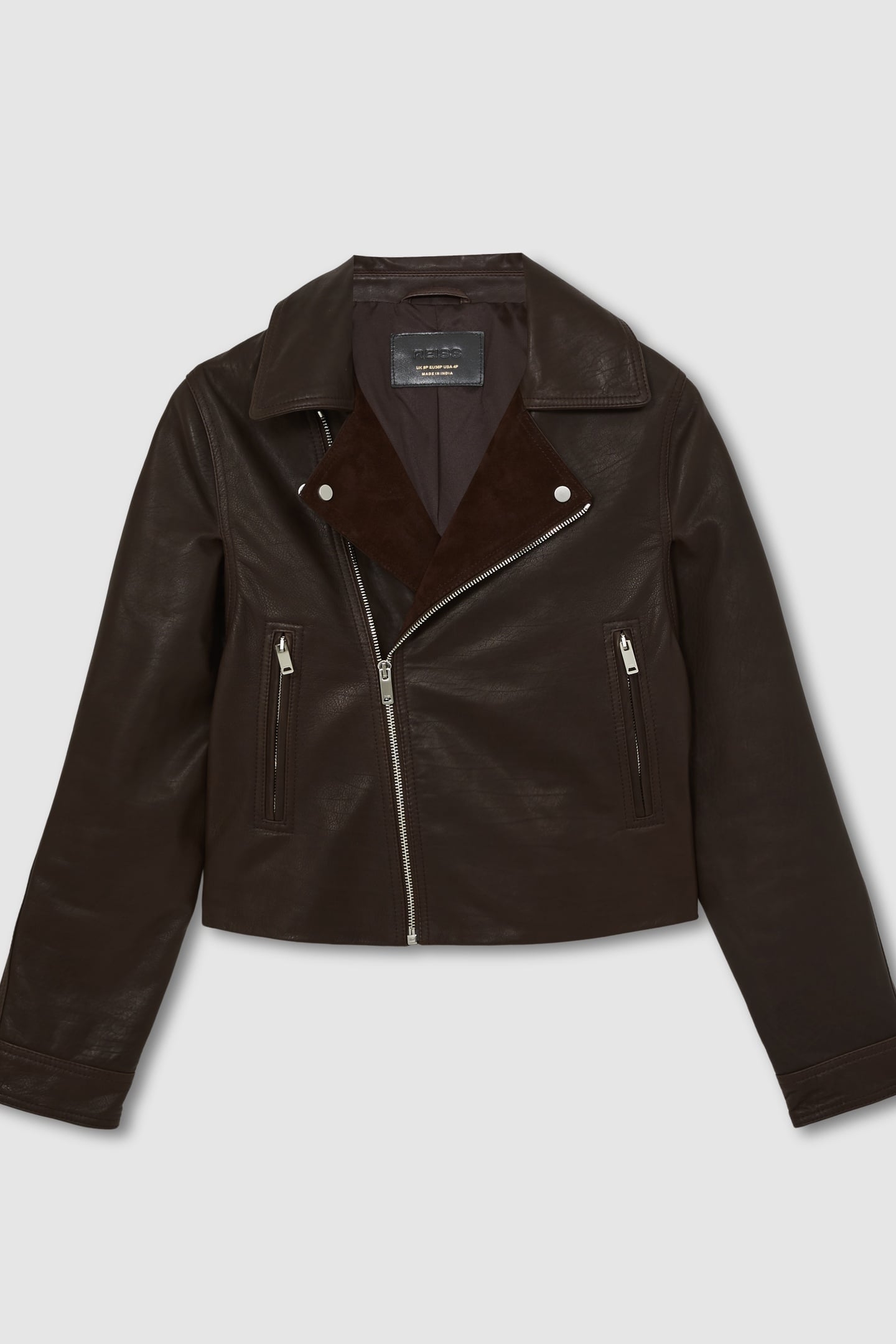 LEATHER BIKER JACKET CHOCOLATE BROWN 5