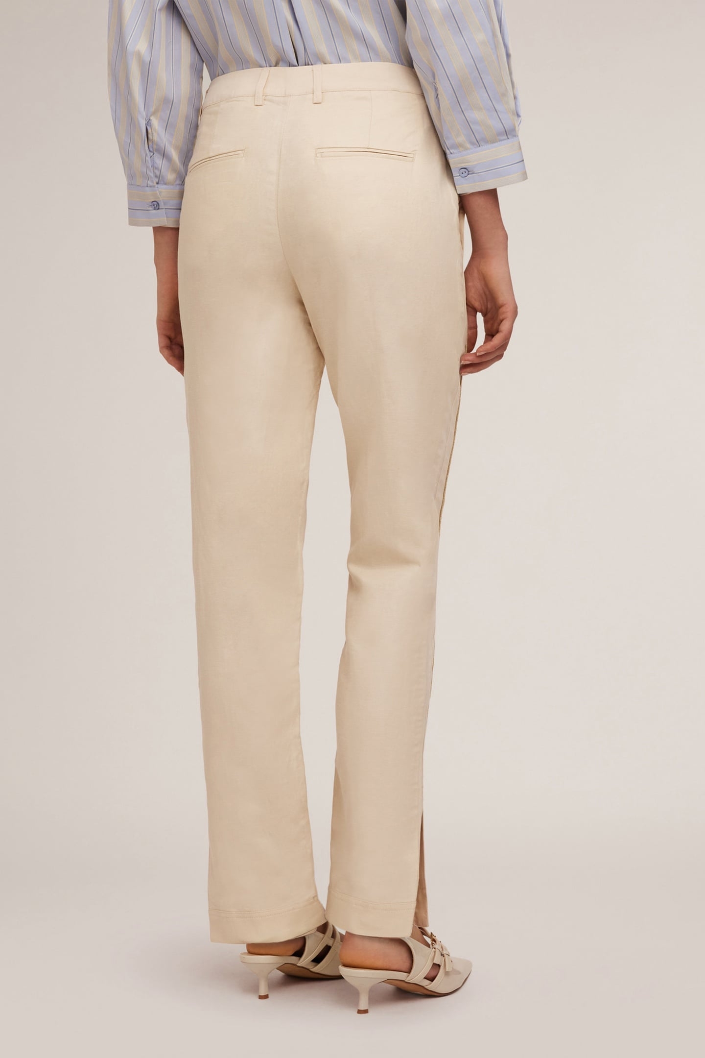 TROUSERS WITH PIPING AND SLIT AT THE HEM BEIGE 5