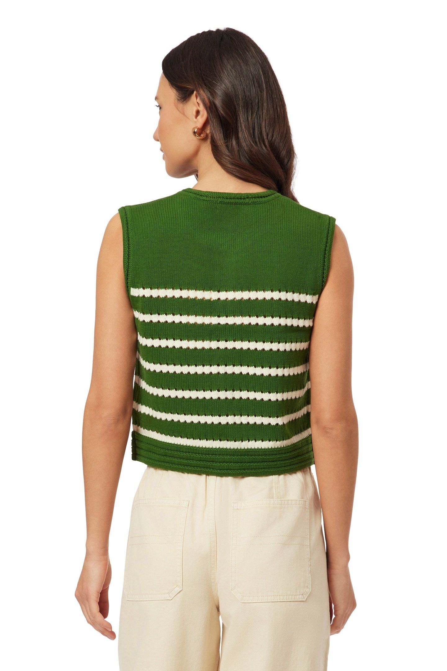 CREW NECK VEST SUGAR SWIZZLE/GARDEN GREEN 6