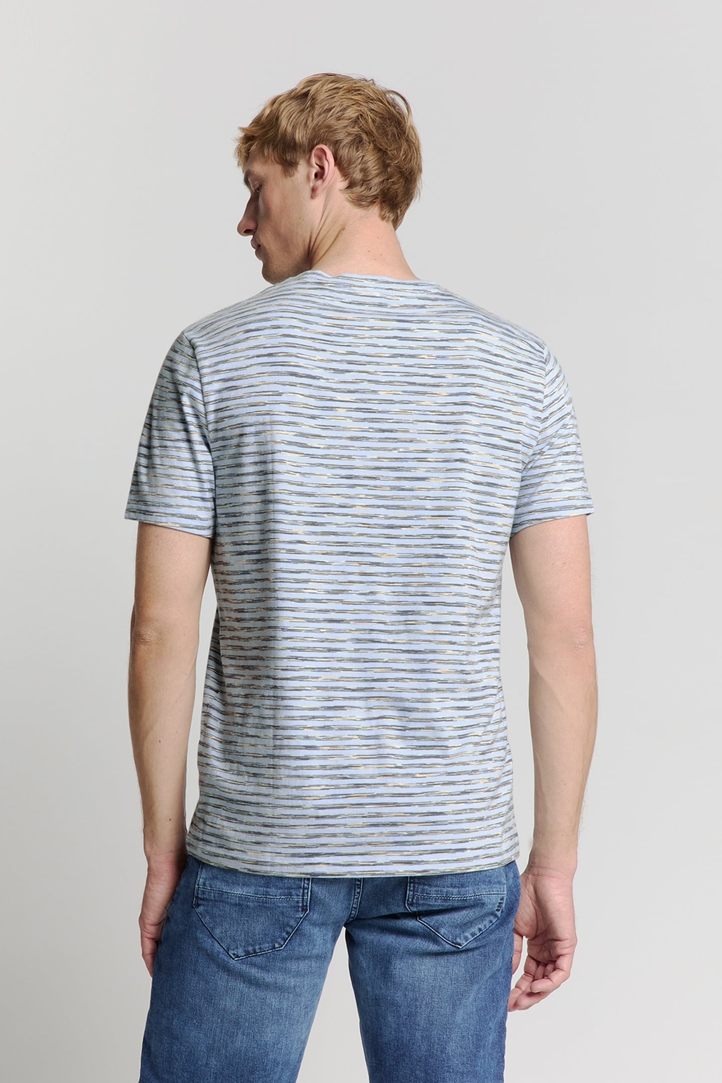 T-SHIRT CREWNECK MULTI COLOURED MELANGE STRIPES SKY 3