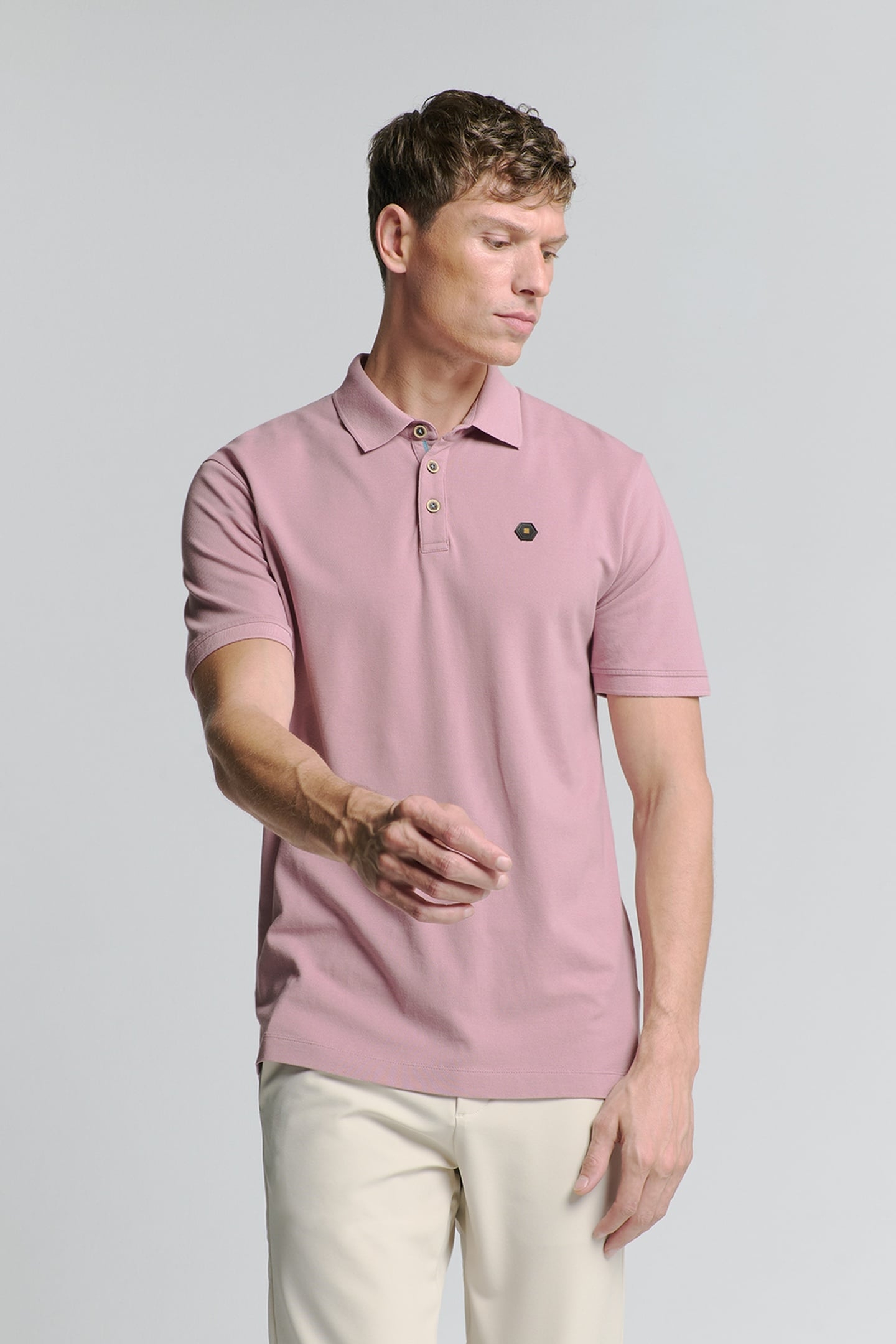 POLO PIQUE GARMENT DYED MAUVE 1
