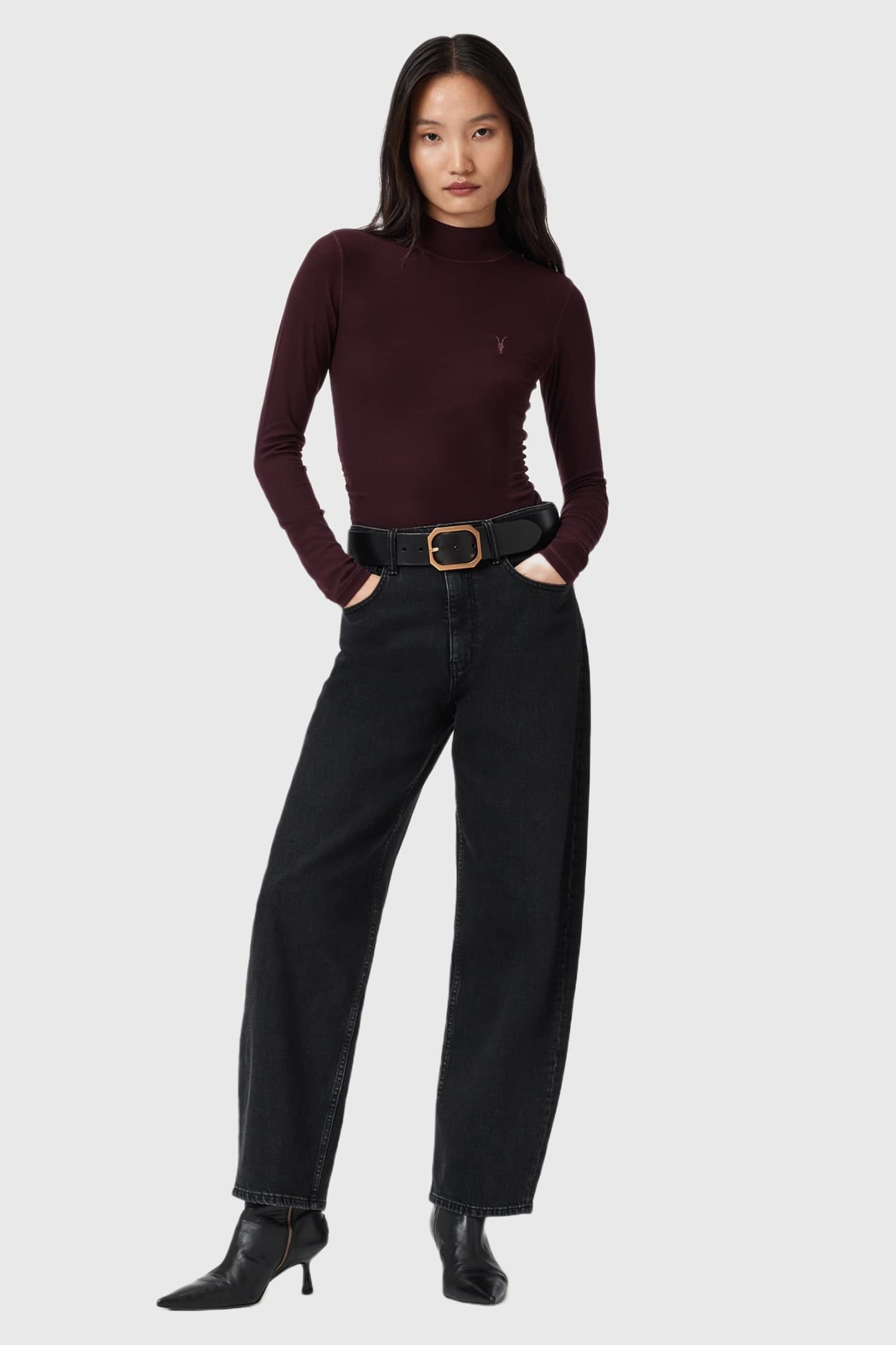 RINA LS ROLL NECK OXBLOOD RED 3
