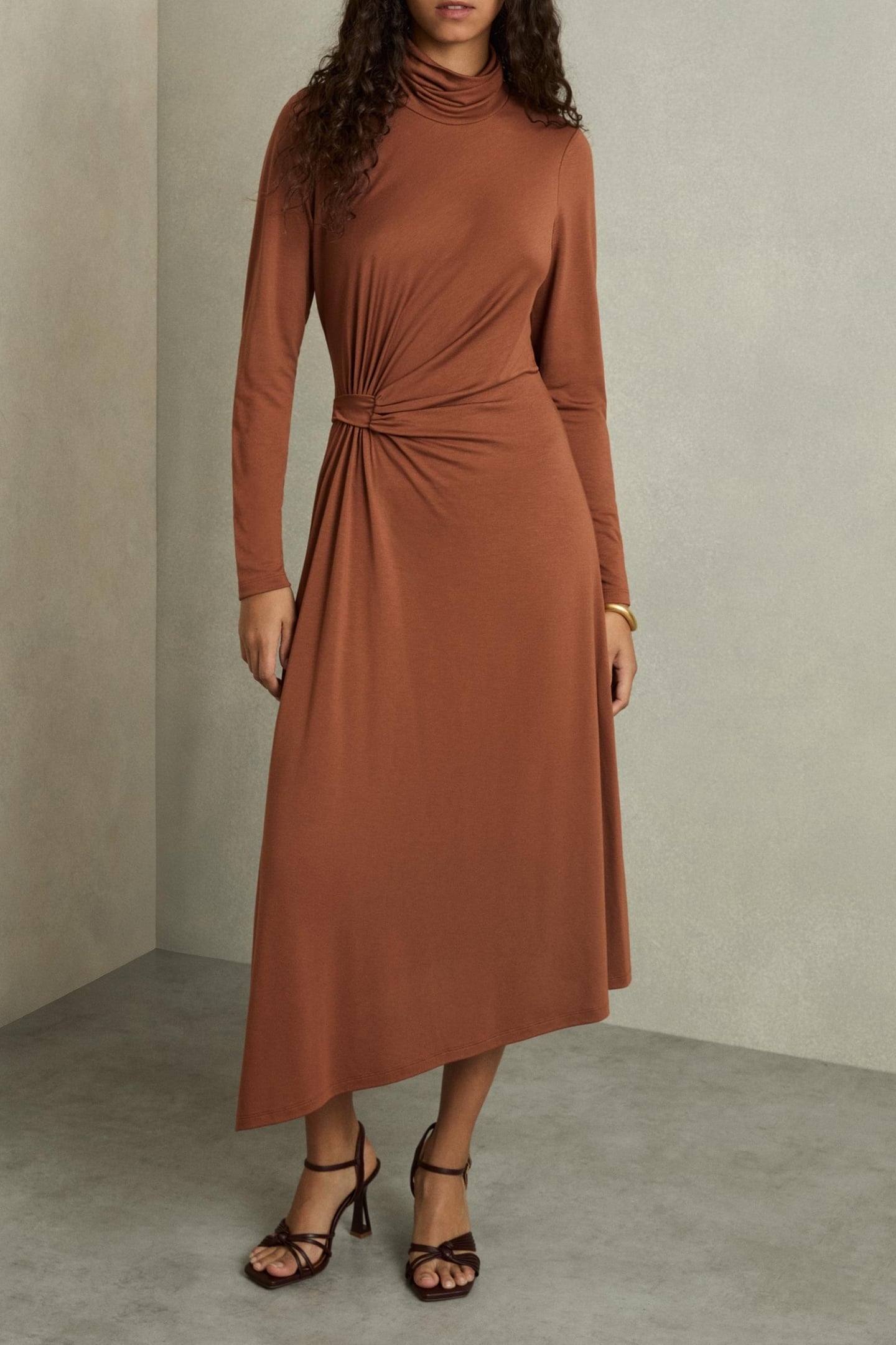 JERSEY MIDI DRESS CAMEL 1
