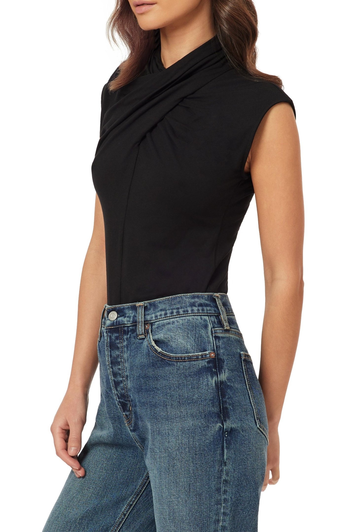 DRAPED NECK TOP BLACK NIGHT 7