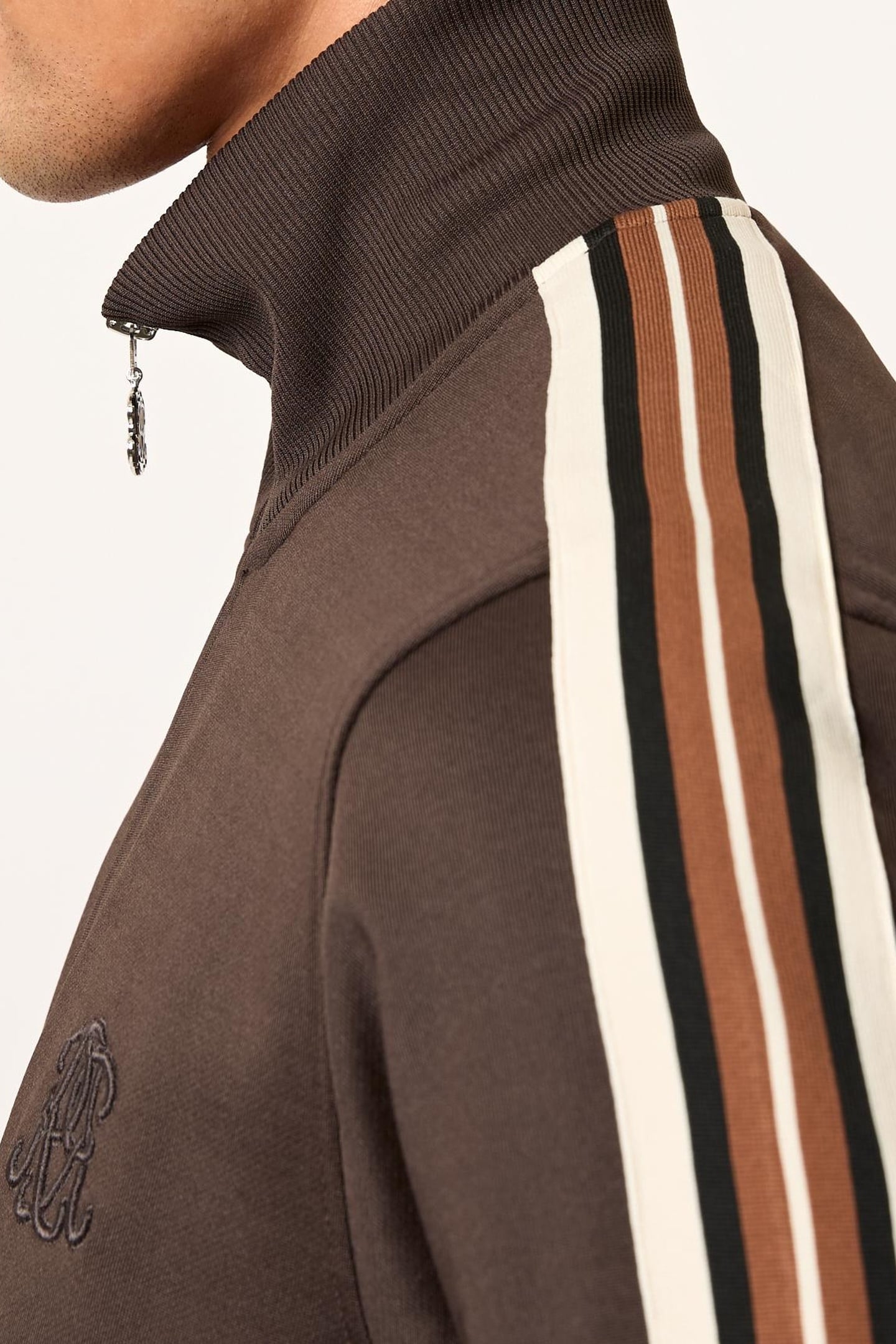 LS ZIP THROUGH MOTIF TRACK TOP BROWN 6