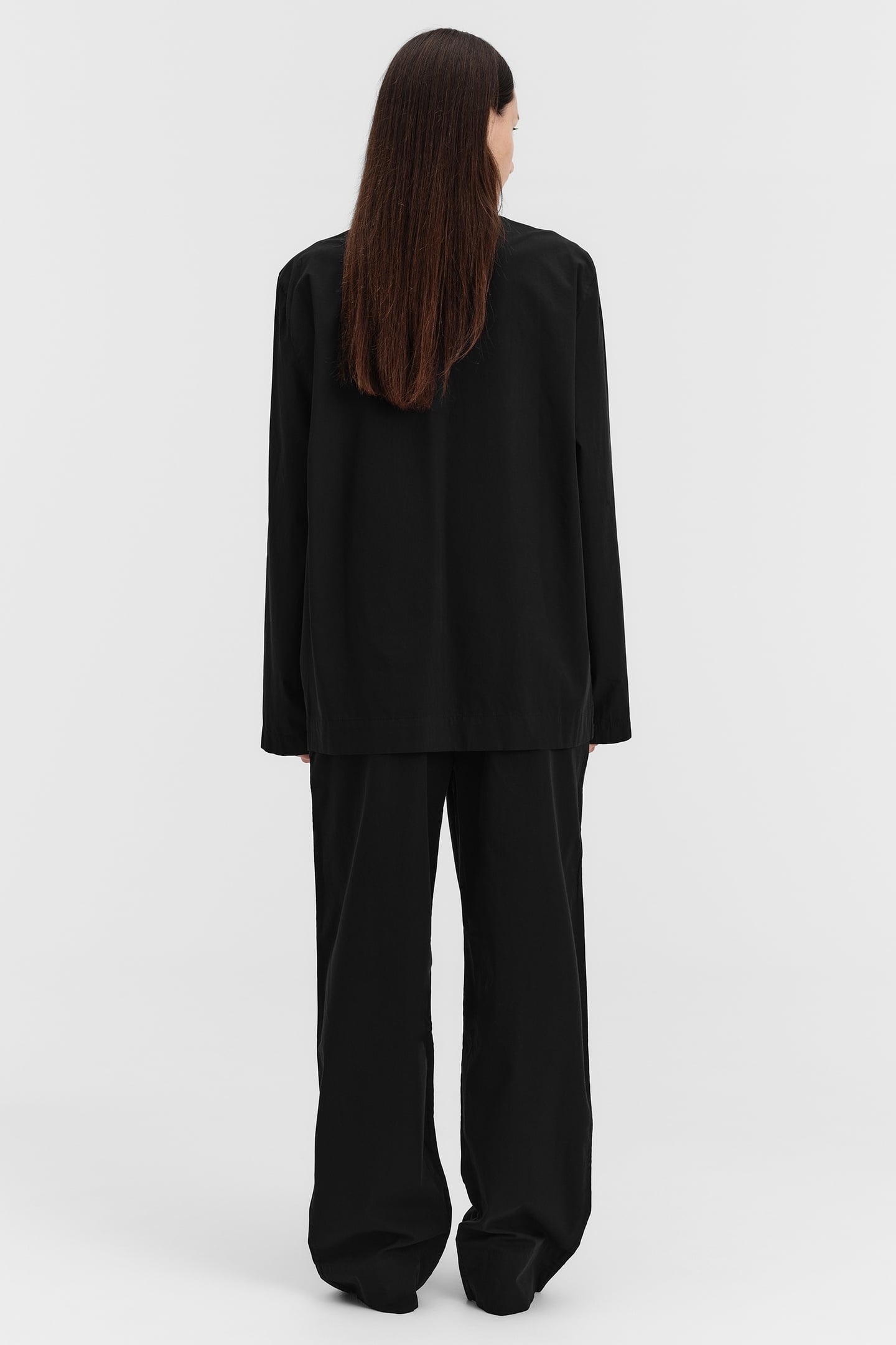 UNISEX POPLIN, PYJAMAS SHIRT ALL BLACK 5