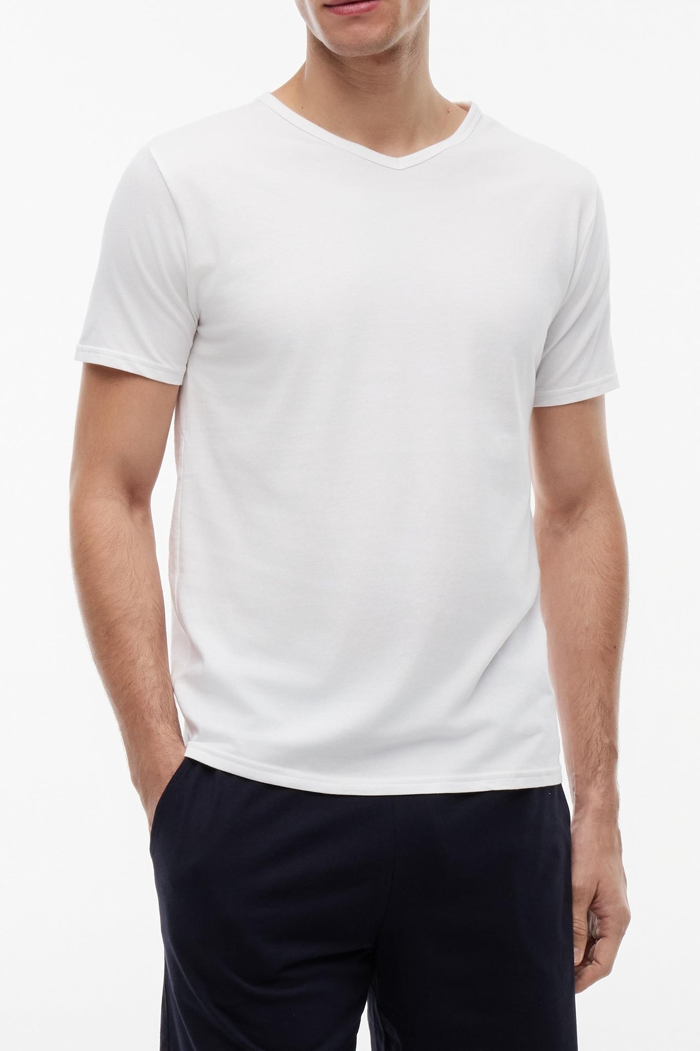 3-PACK STRETCH V-NECK TEE WHITE 7