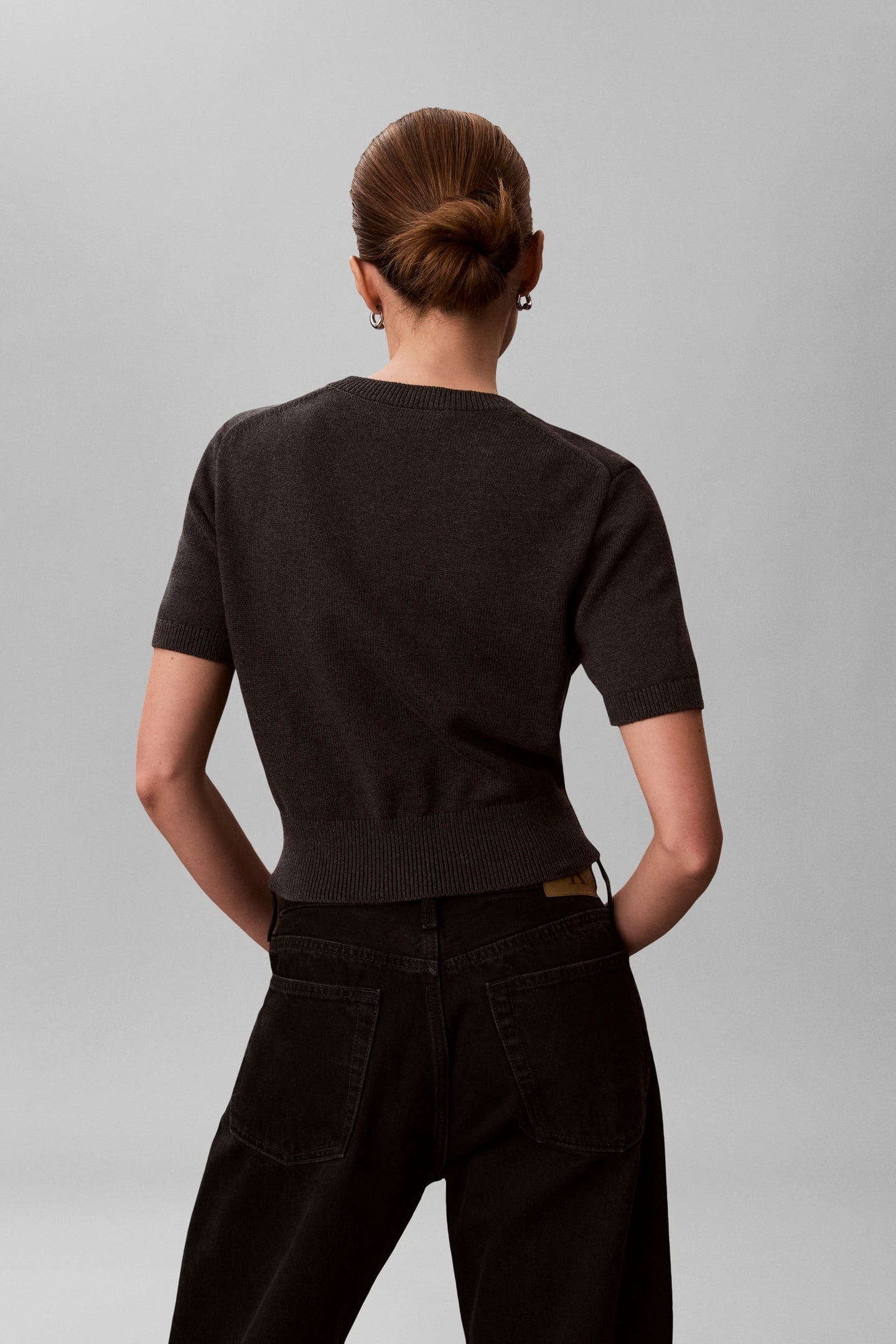 CHUNKY COTTON GRAPHIC SWEATER B85 CHARCOAL HEATHER 4