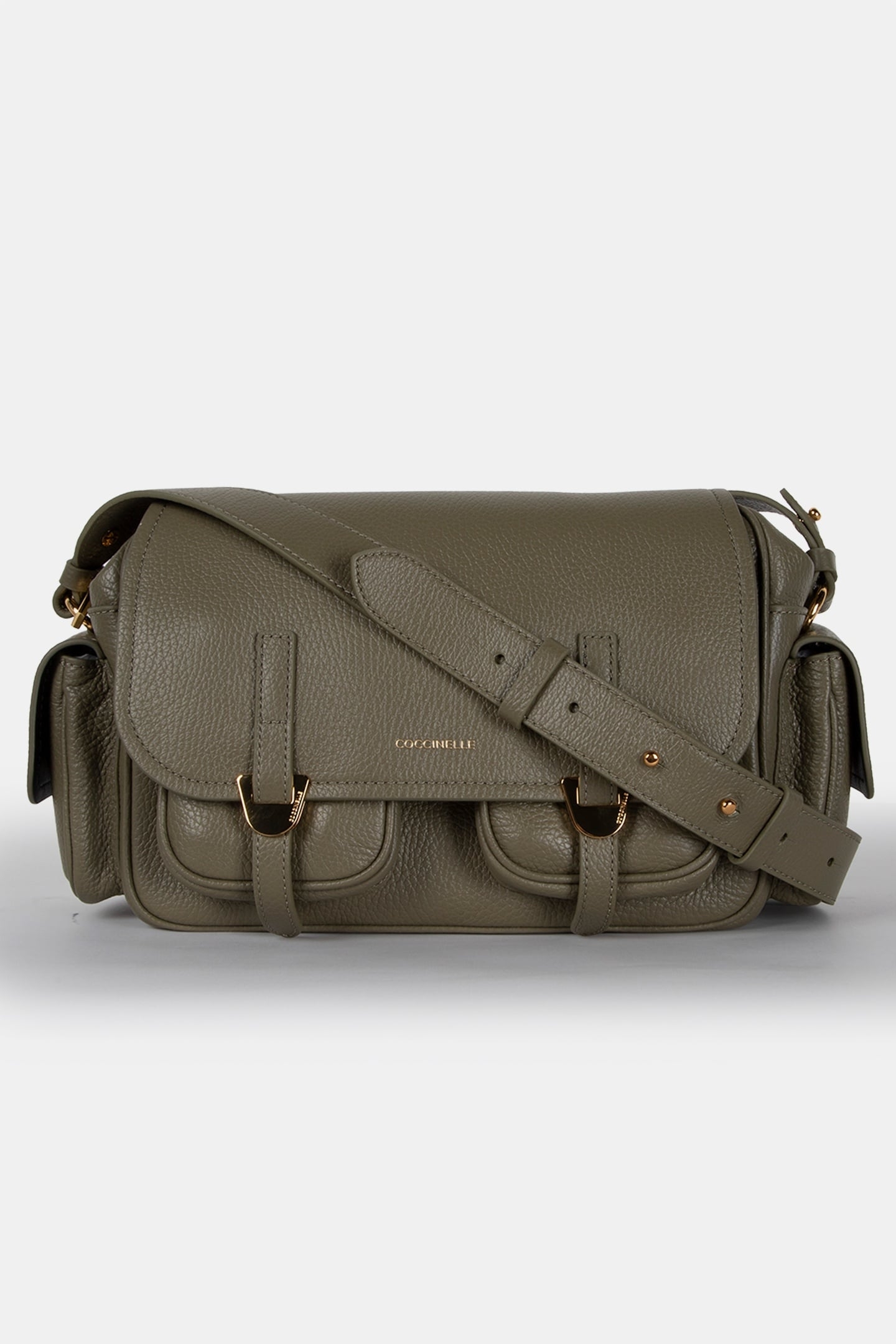 LEATHER CROSS BODY BAG WITH POCKETS IN GREEN 2