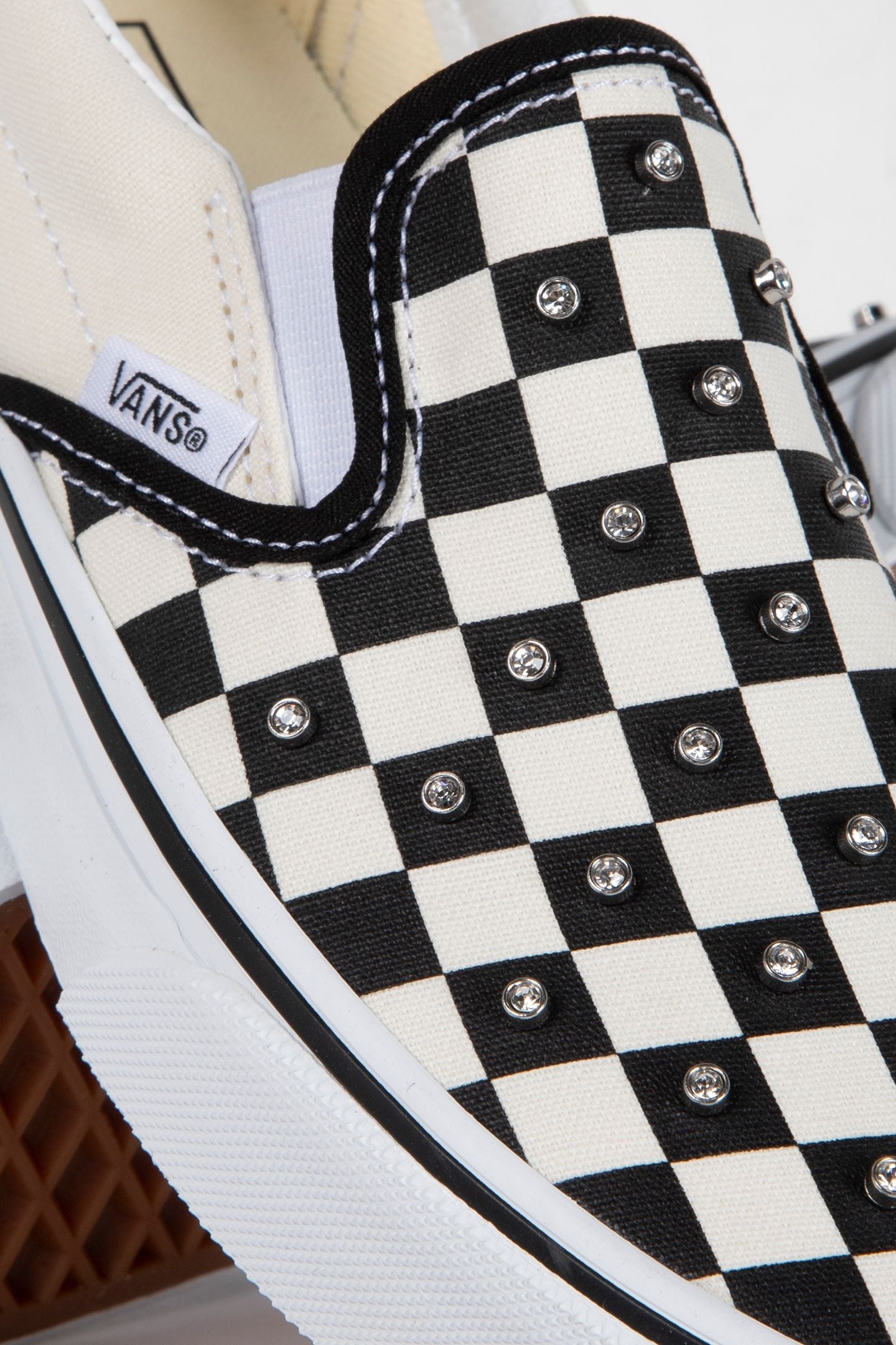 UNISEX CLASSIC SLIP-ON CHECKERBOARD RHINESTONE BLACK 4