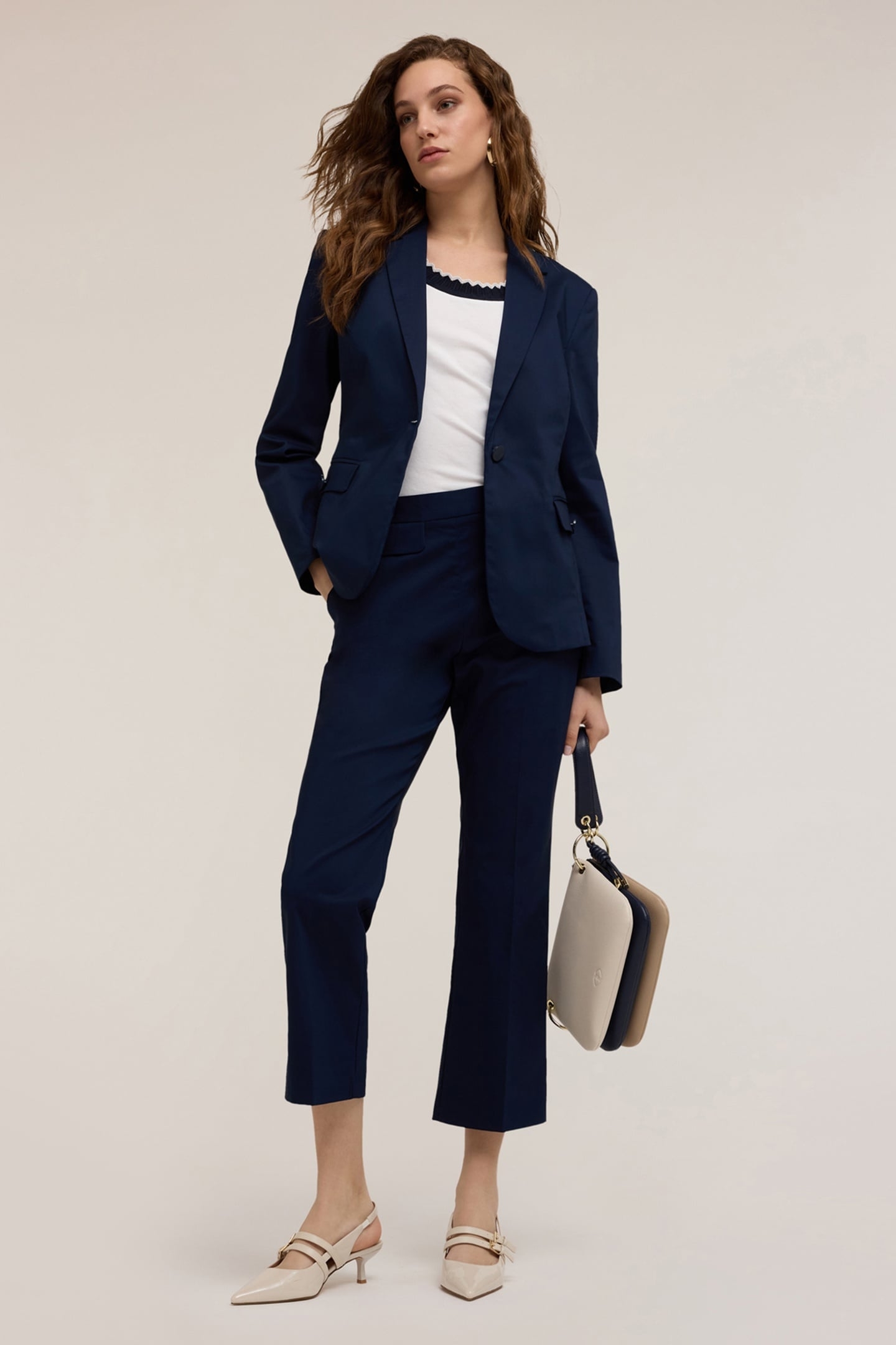 SINGLE-BREASTED BLAZER IN TECHNICAL COTTON BLUE 6