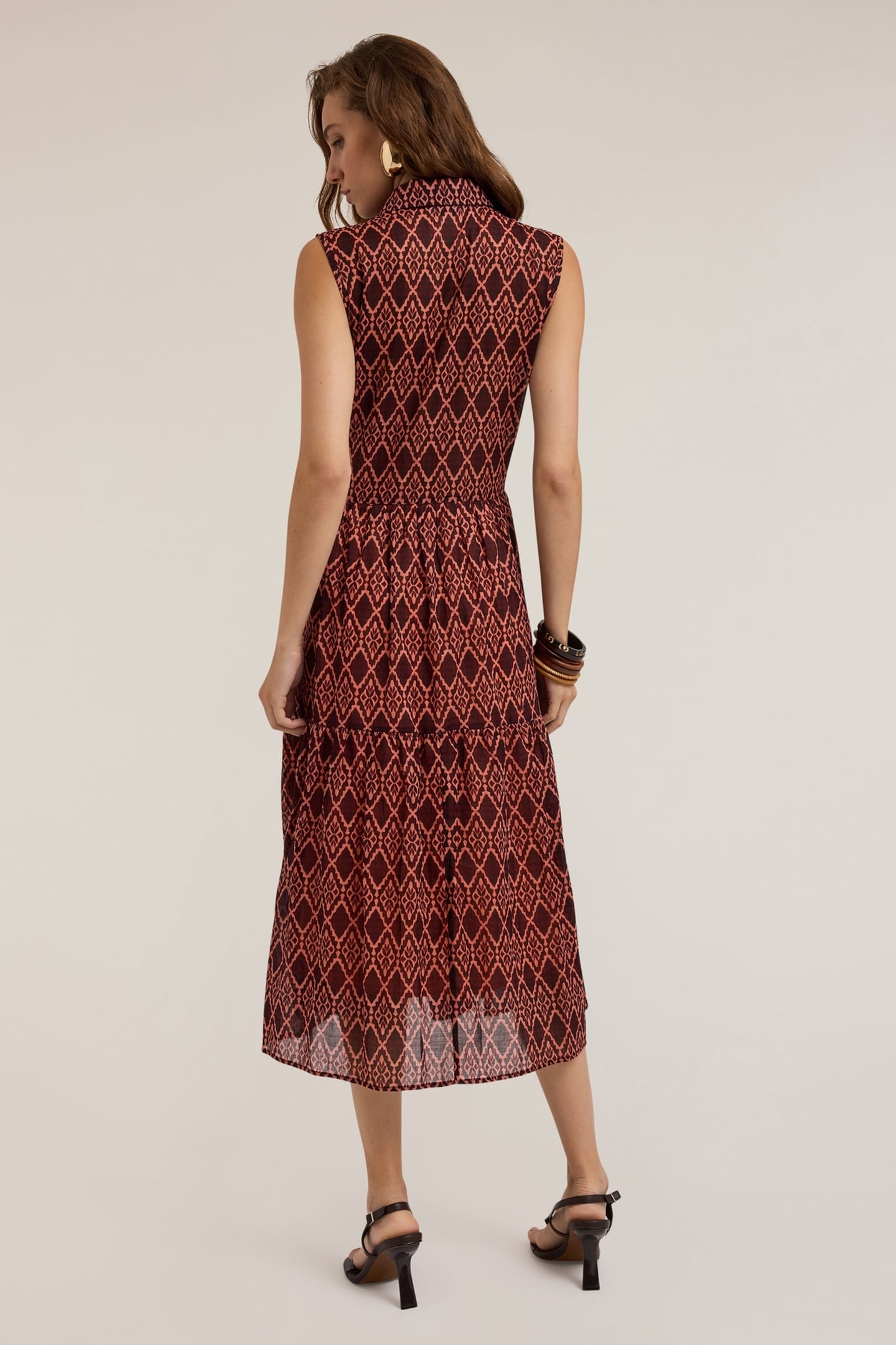 ETHNIC PRINT SHIRT DRESS BROWN 2