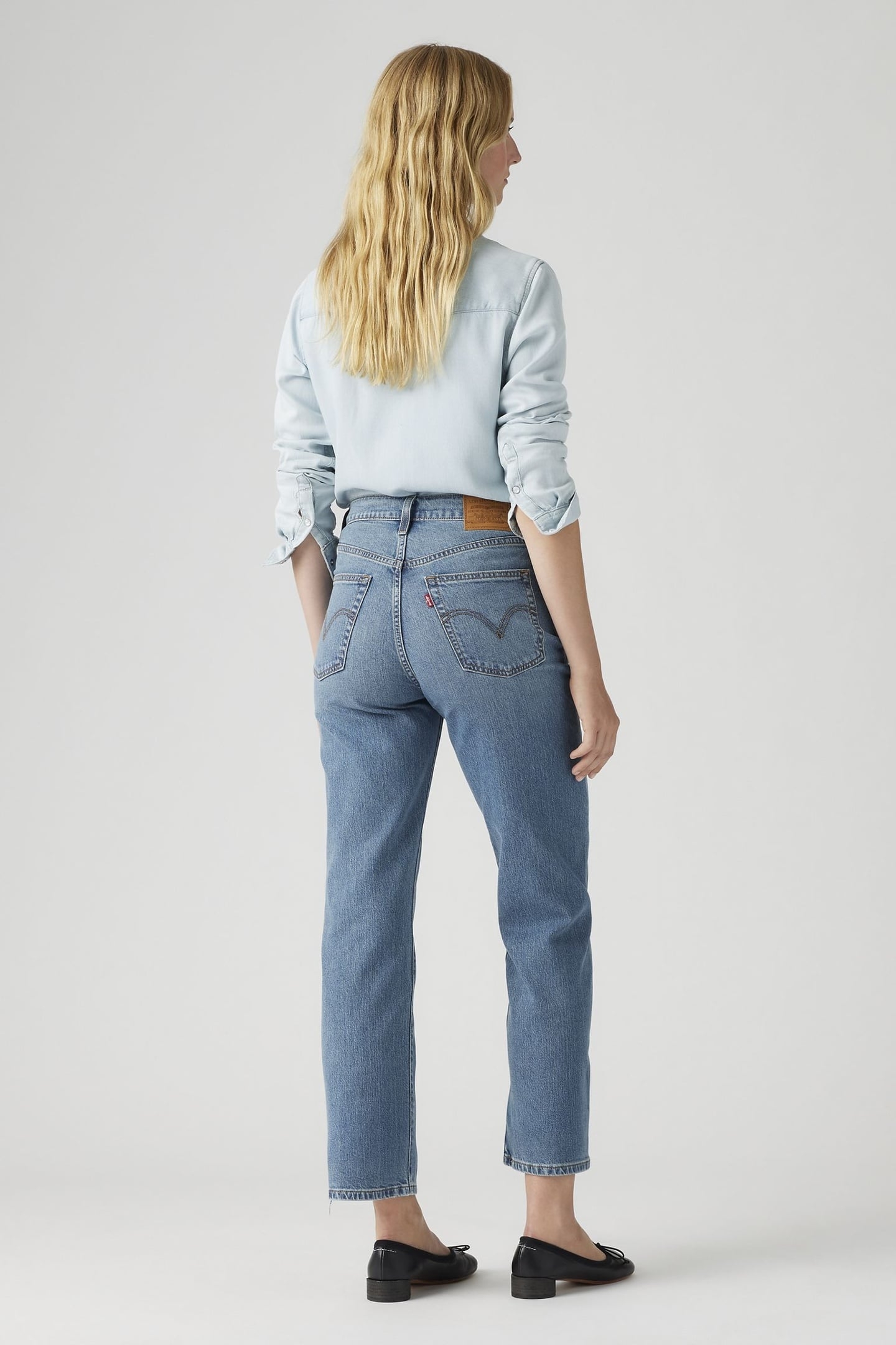 RIBCAGE STRAIGHT ANKLE COTTON LINEN JEANS BLUE 2