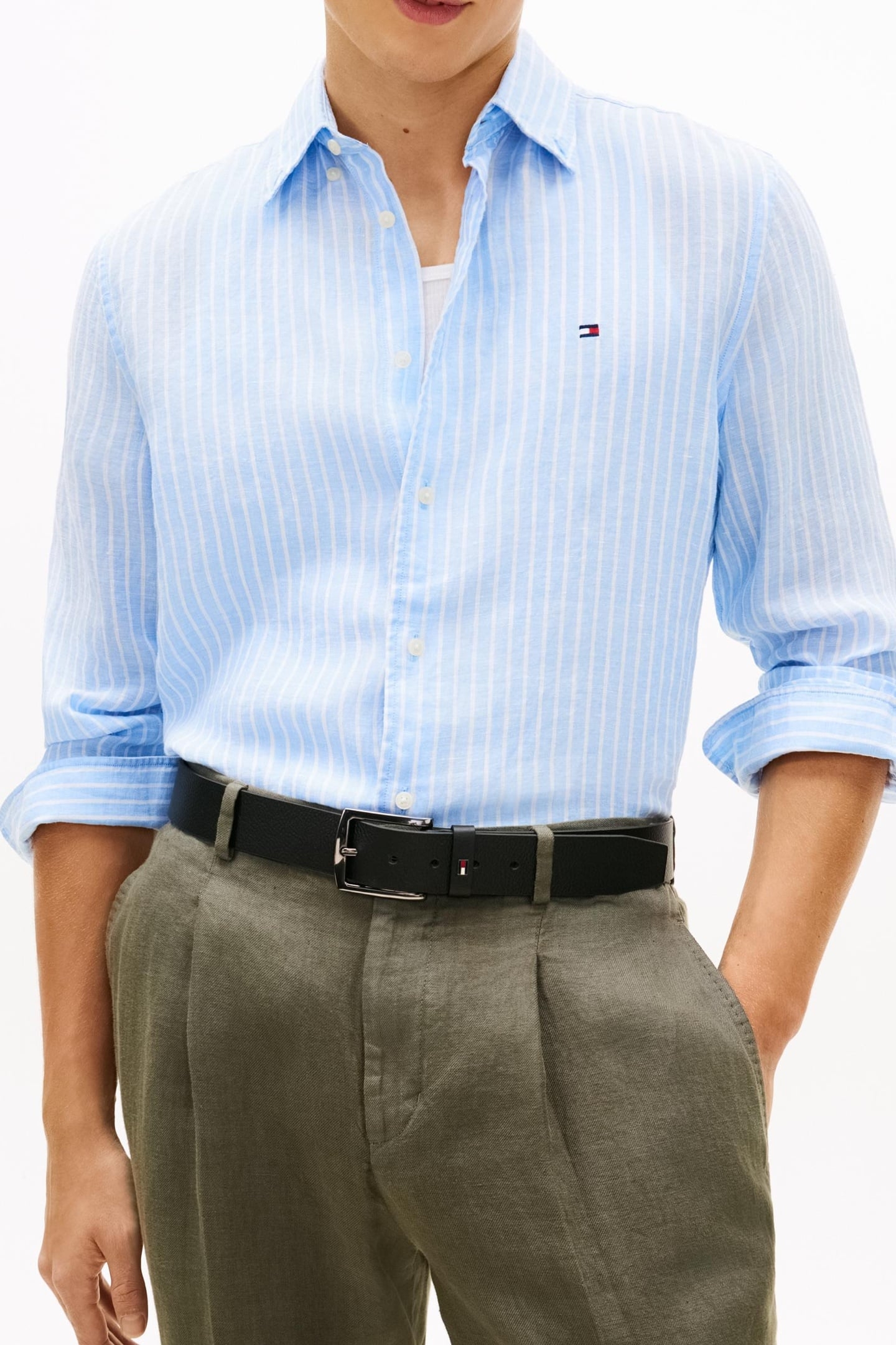 REGULAR FIT LINEN SHIRT CLOUDY BLUE/STRIPE 3