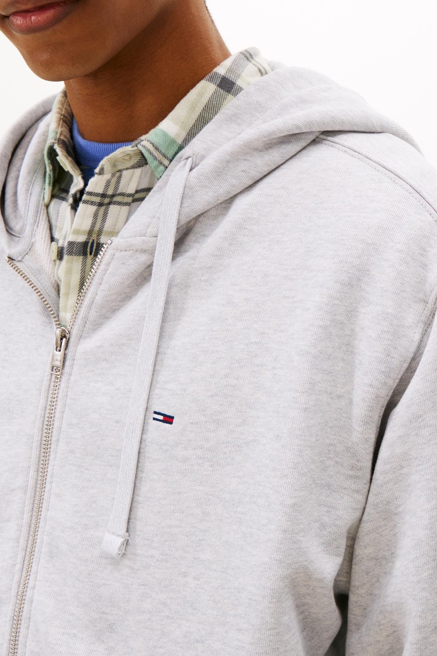 FLAG EMBROIDERY FLEECE ZIP THROUGH HOODIE GREY 5