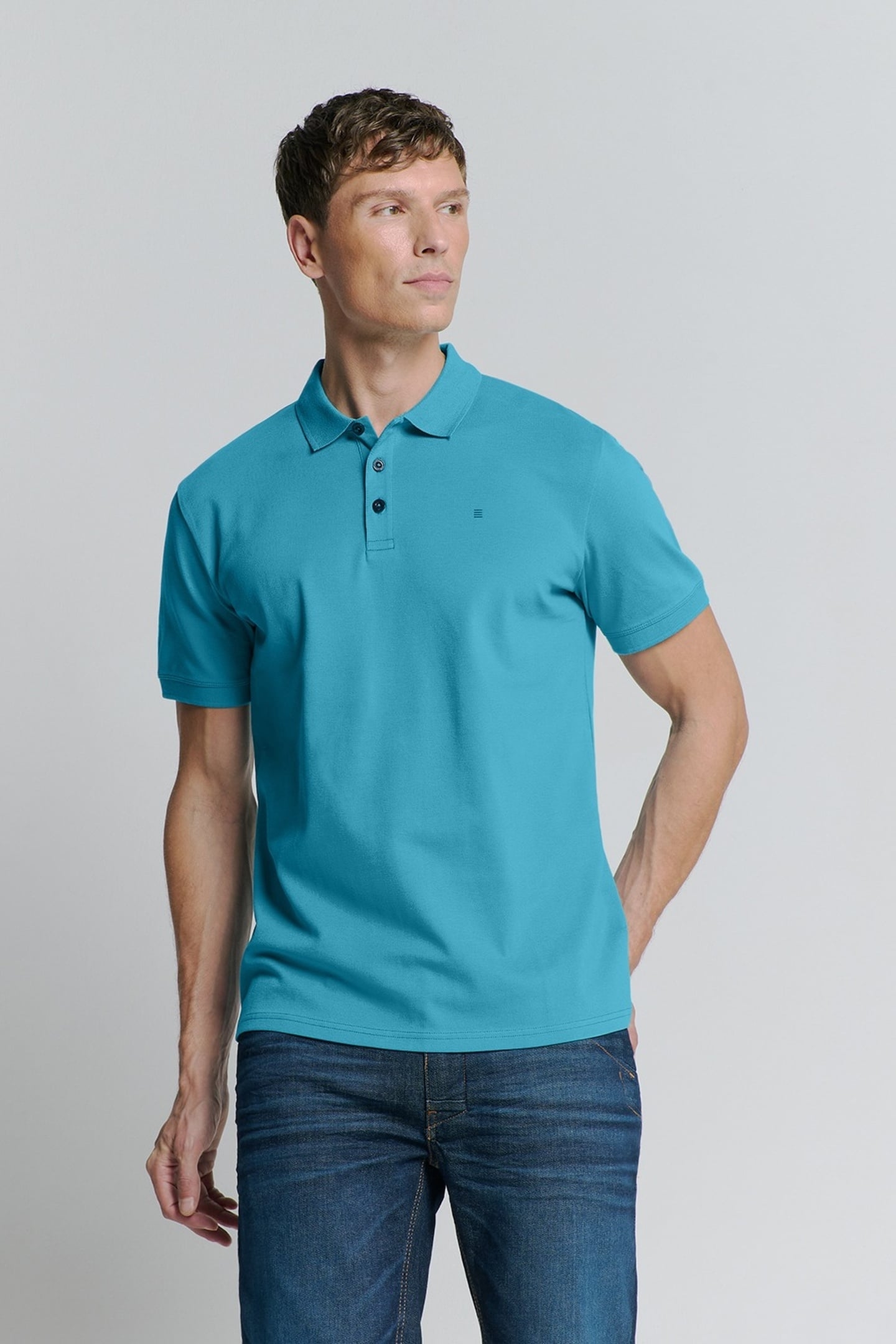 POLO PIQUE SOLID STRETCH SEABLUE 1