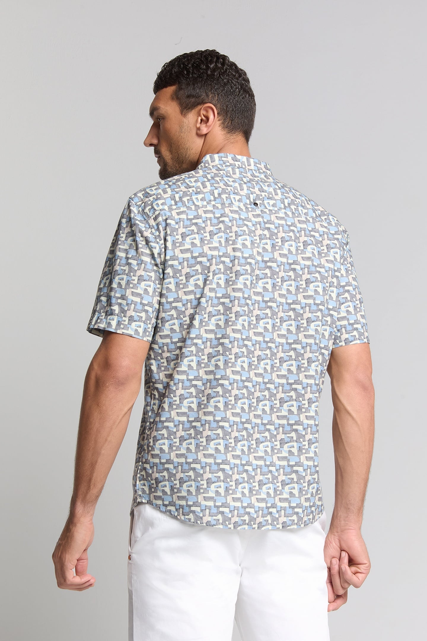 SHIRT SHORT SLEEVE ALLOVER PRINTED DARK STEEL 3