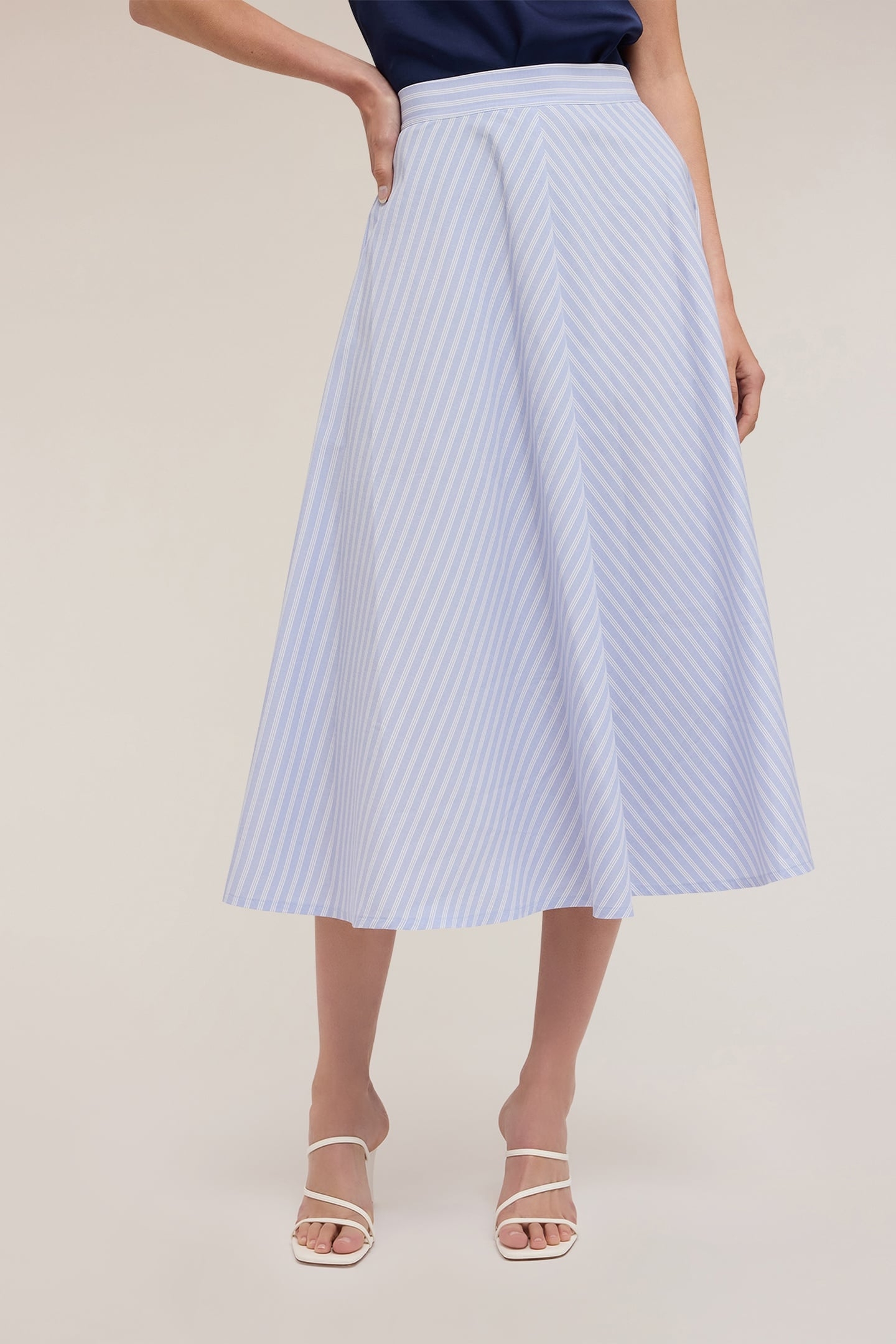 STRIPED COTTON MIDI SKIRT LIGHT BLUE 8