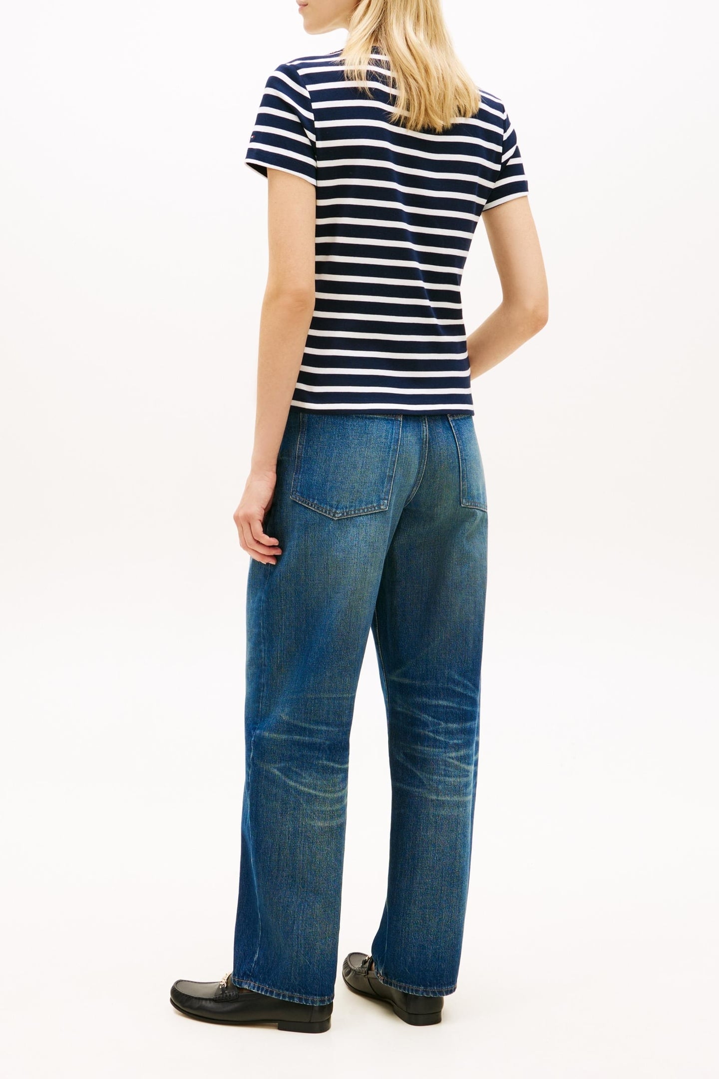 GOLD BUTTON SLIM SS TEE BRETON STRIPE DARK NIGHT/ECRU 2