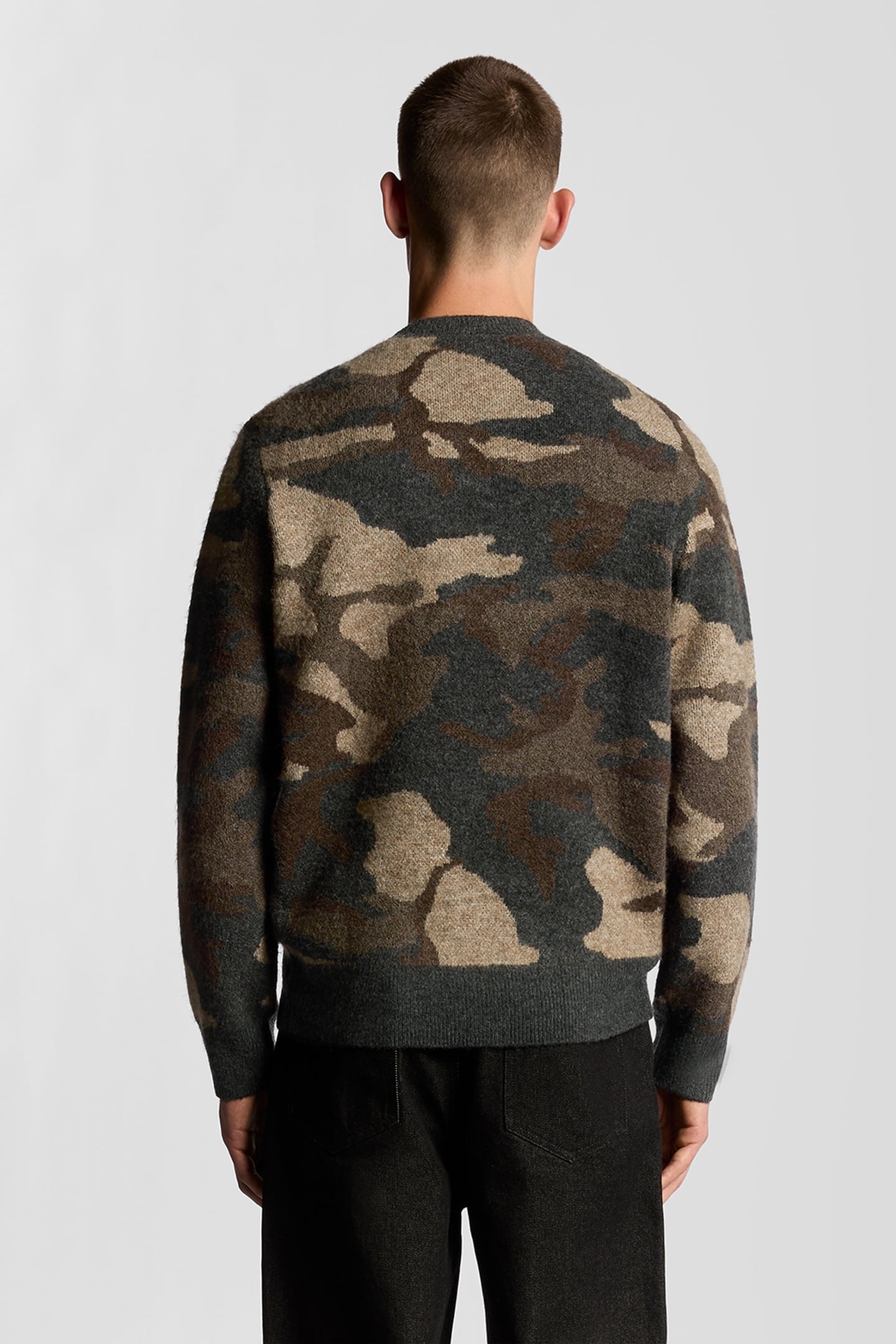 BRUSHED CAMOUFLAGE CREW NECK JUMPER BLACK STEEL 3