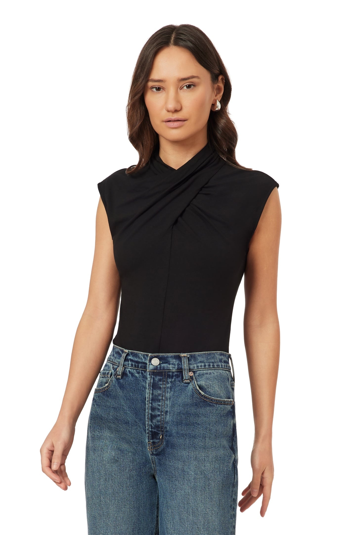 DRAPED NECK TOP BLACK NIGHT 4