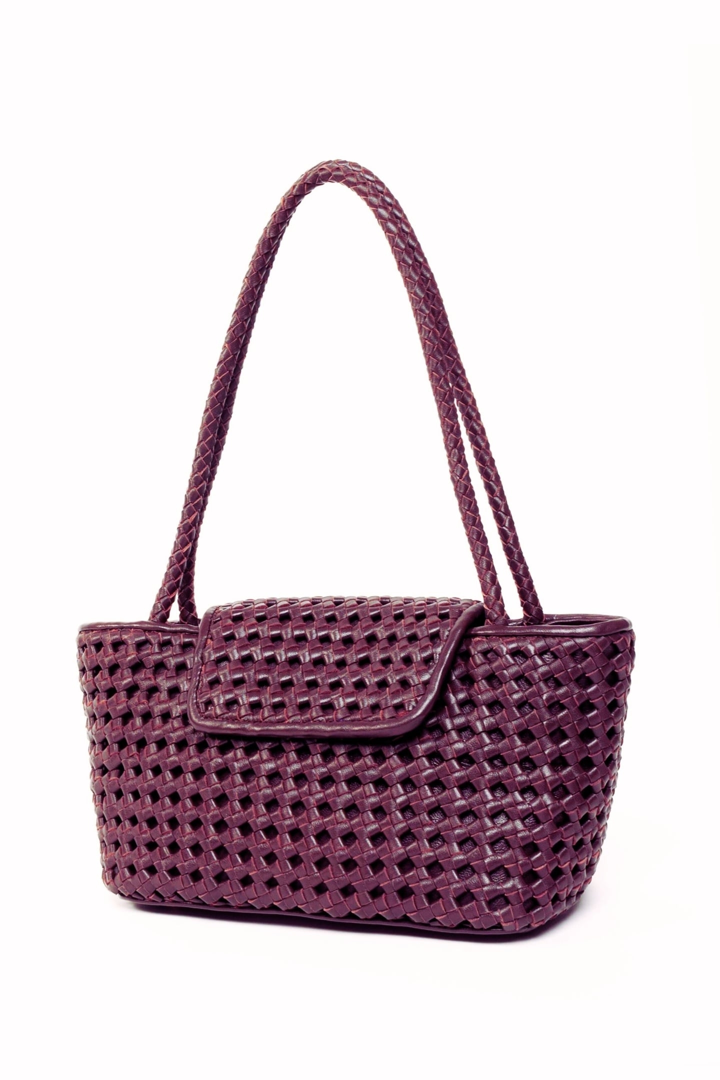 COURRIER TOTE WOVEN LEATHER BURGUNDY 2