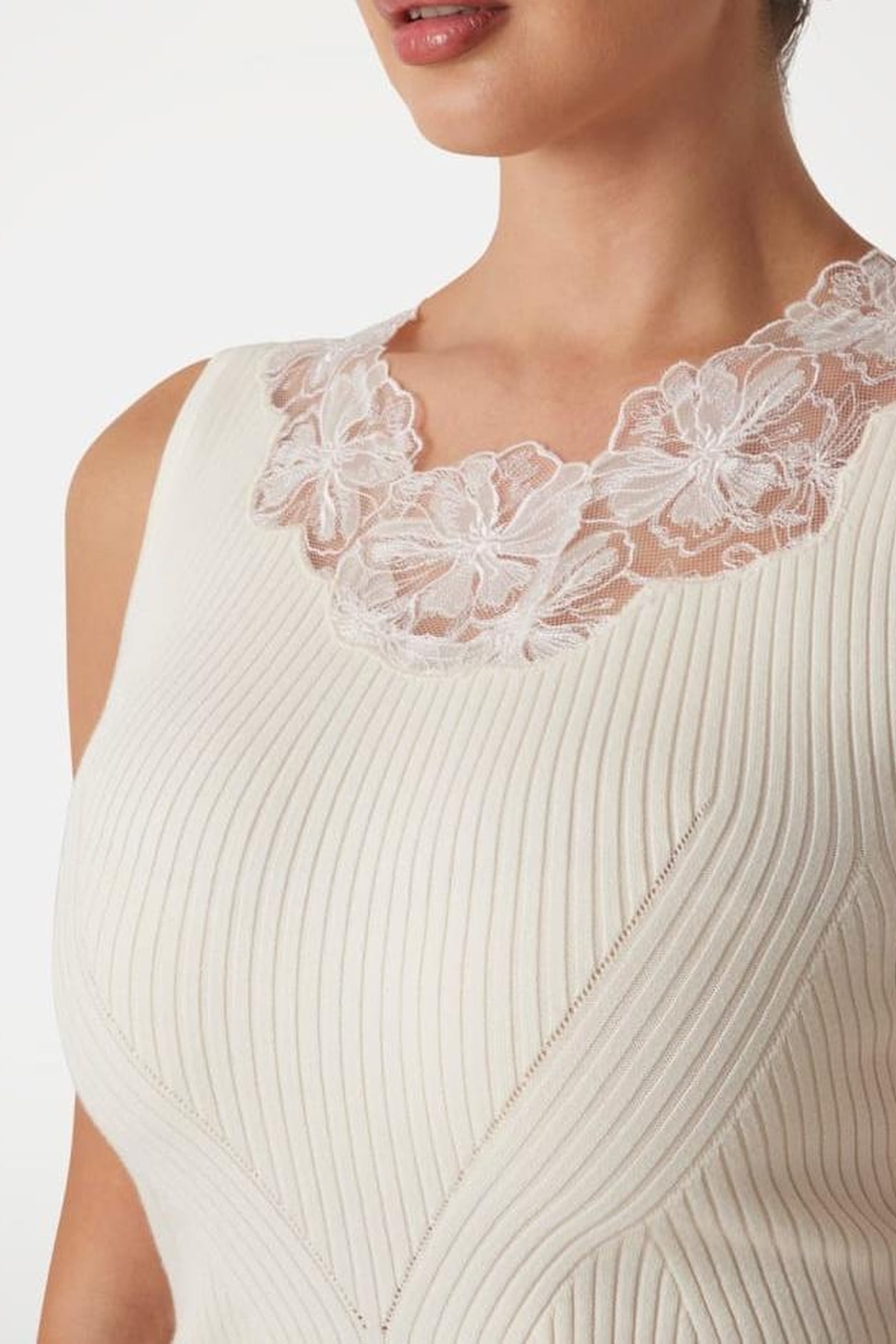 MARCIANO BY GUESS CANDICE LACE SL SWEATER TOP SANDY SHORE 7