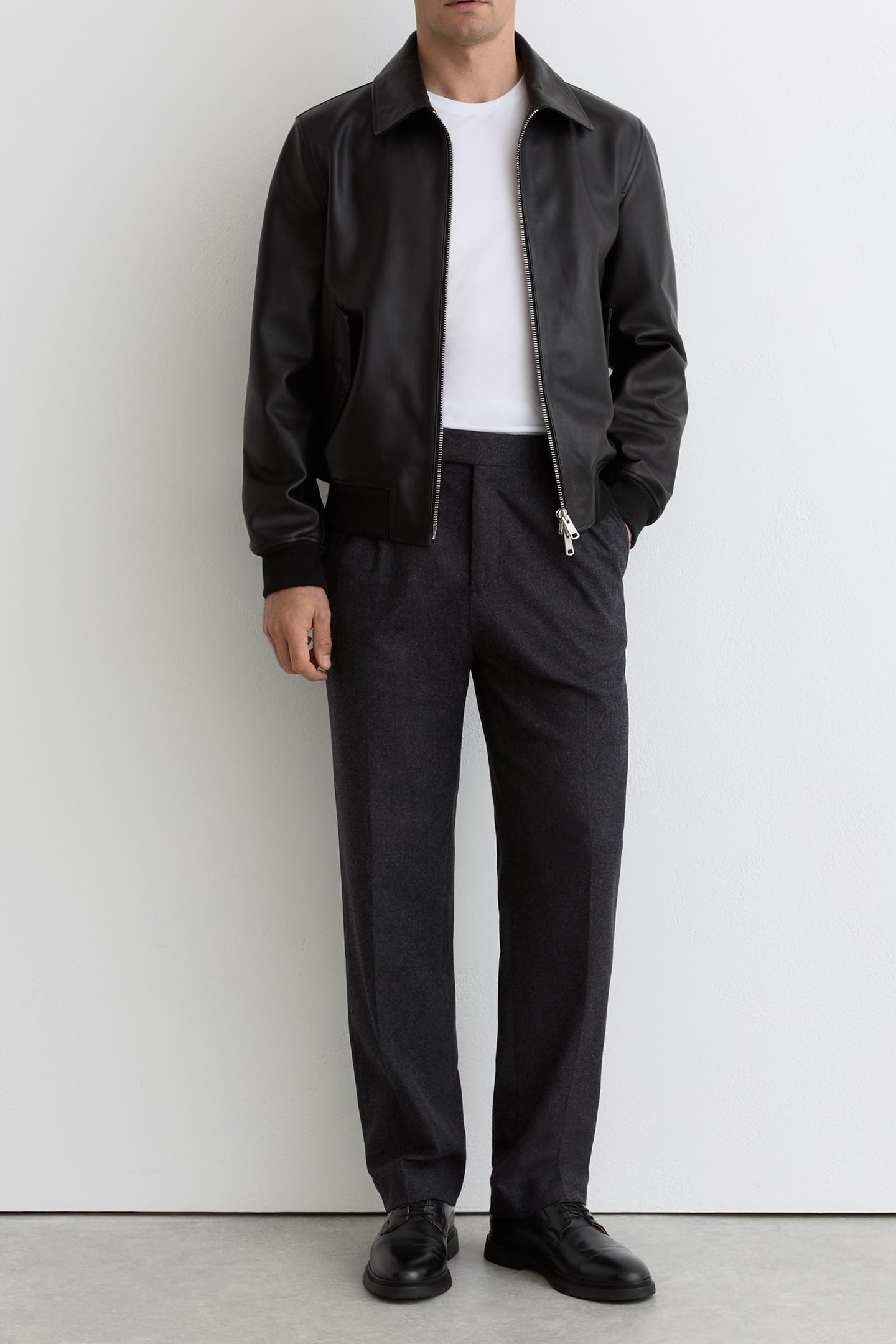 FLANNEL WIDE LEG TROUSER CHARCOAL GREY 3