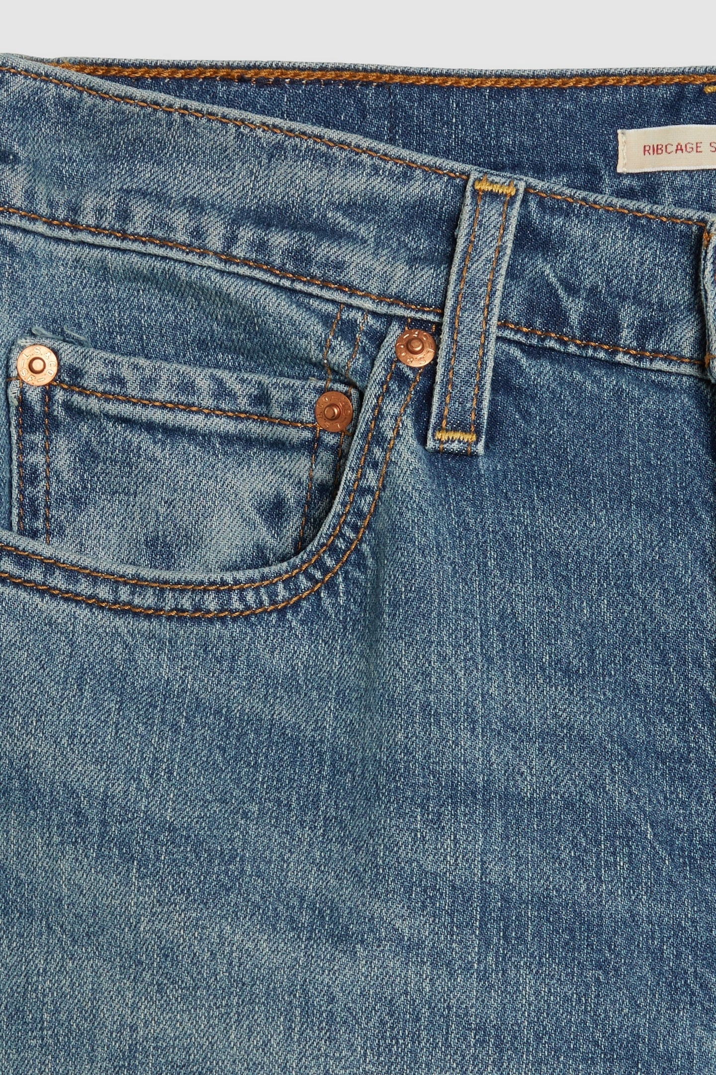 RIBCAGE STRAIGHT ANKLE COTTON LINEN JEANS BLUE 6