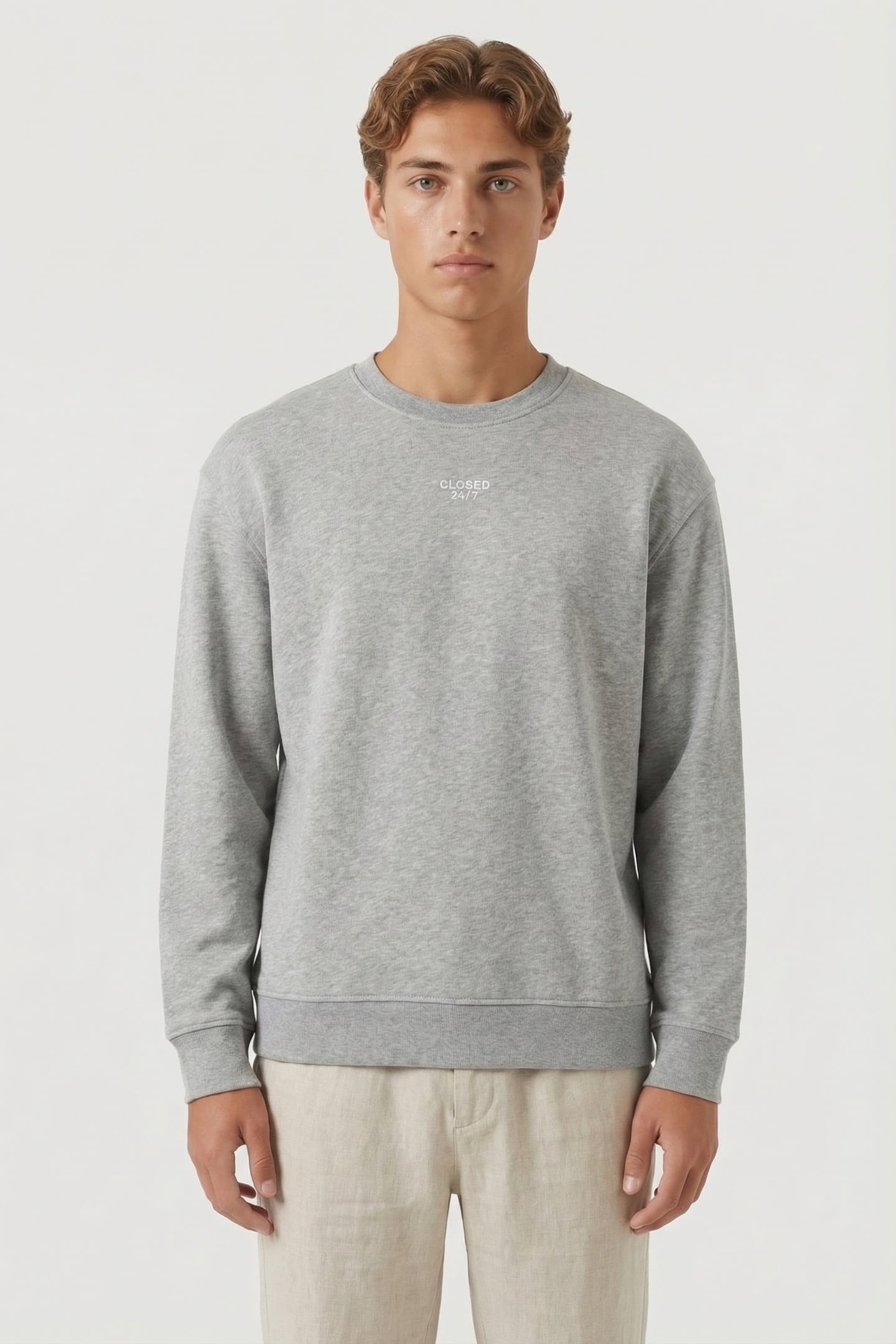 CREW SWEATSHIRT T-SHIRTS GREY HEATHER MELANGE 1