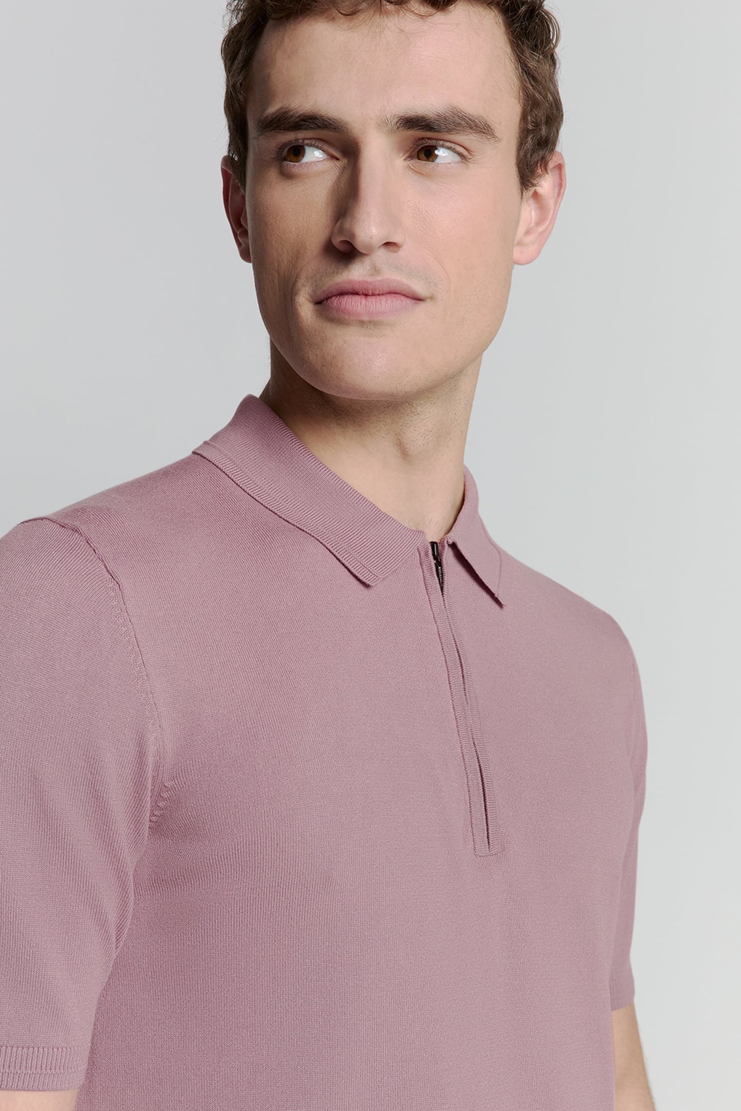 PULLOVER SHORT SLEEVE POLO ZIP SOLID MAUVE 3