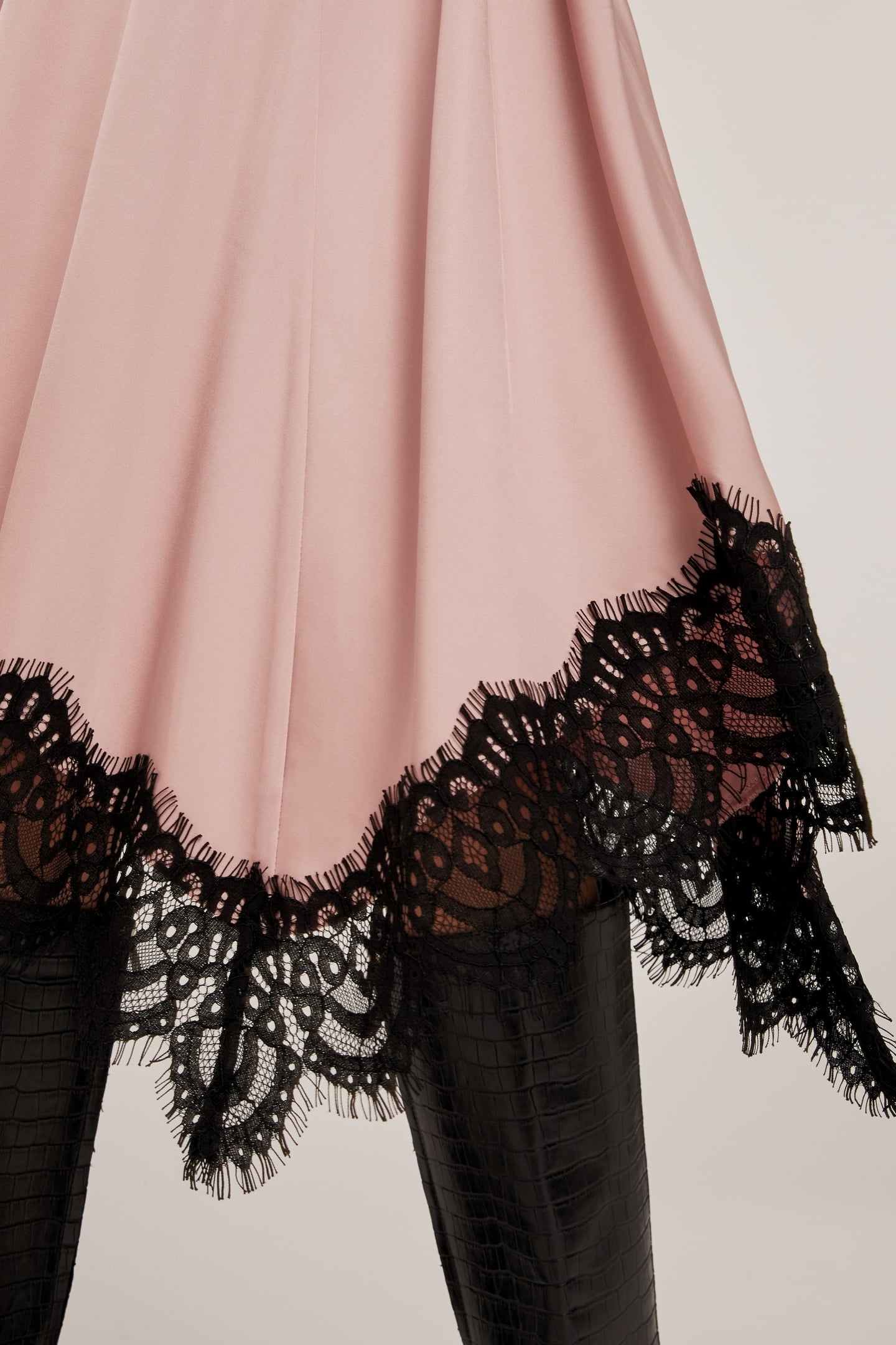 SATIN SKIRT WITH LACE TRIM POWDER PINK 8