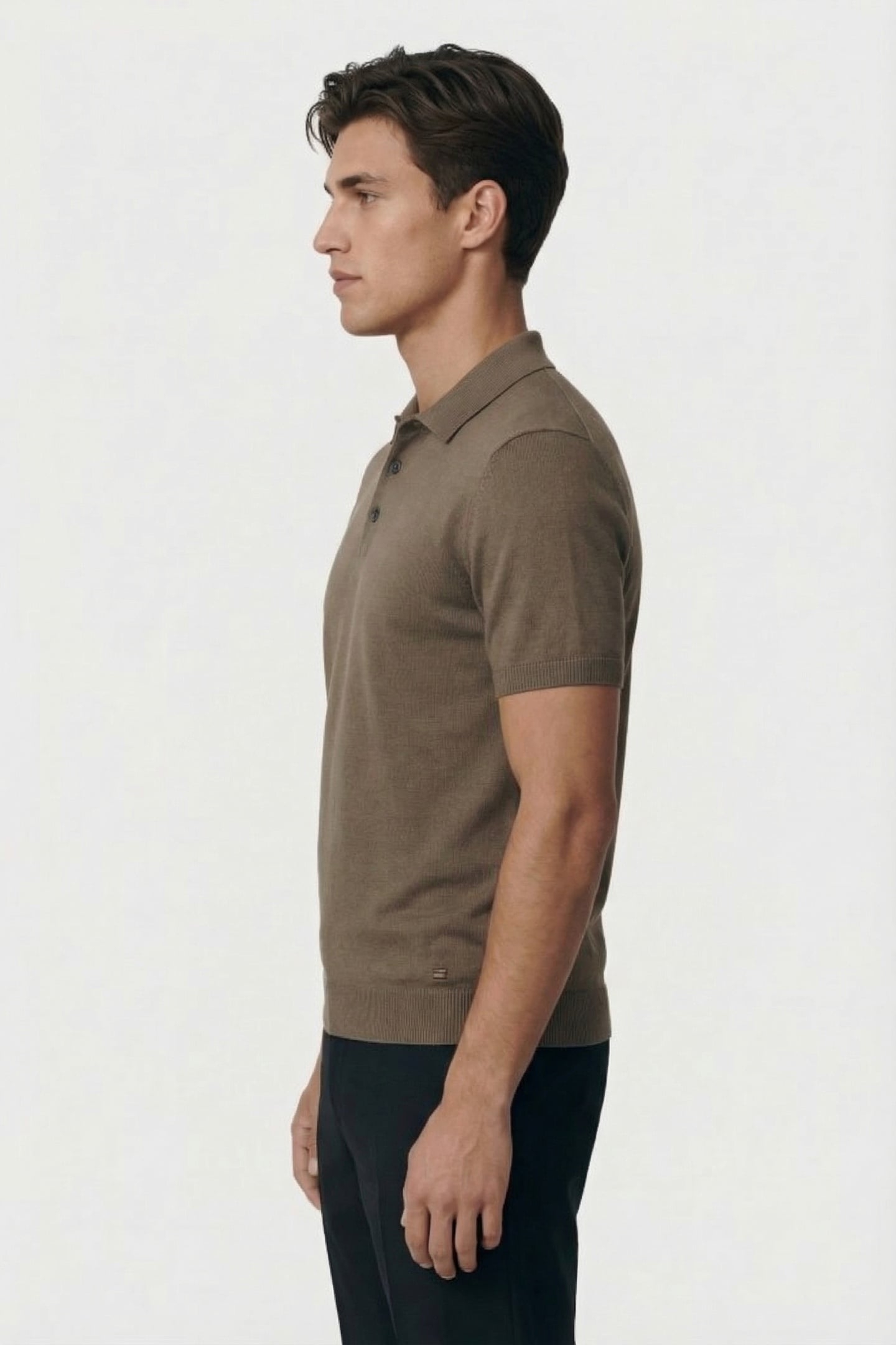 PULLOVER SHORT SLEEVE POLO BUTTON SOLID DARK MOSS 3