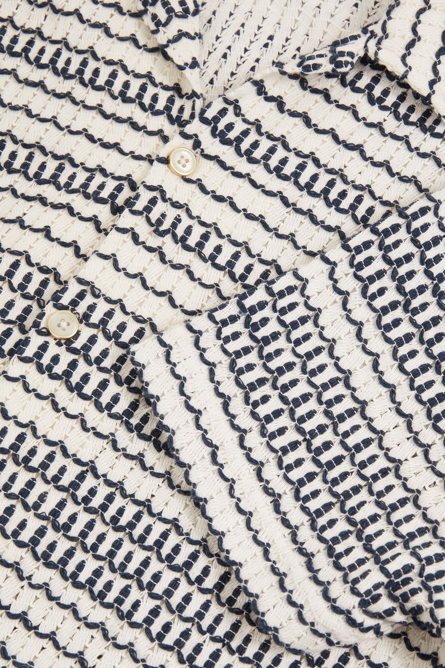 SS EMBROIDERED CROCHET CUBAN SHIRT WHITE/BLACK 6