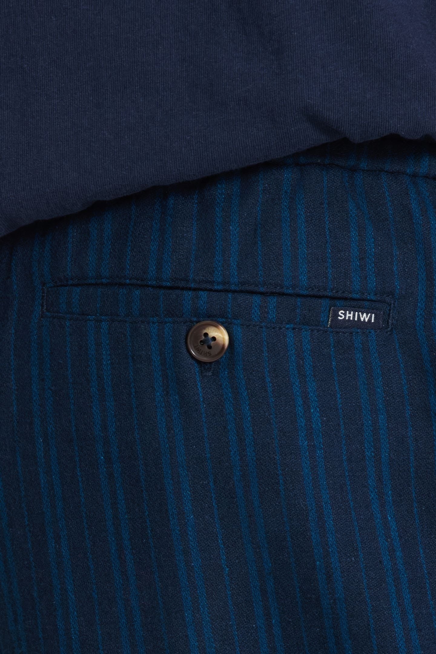 LEWIS LINEN SHORTS YARN DYE STRIPES BLUE DARK NAVY STRIPES 7