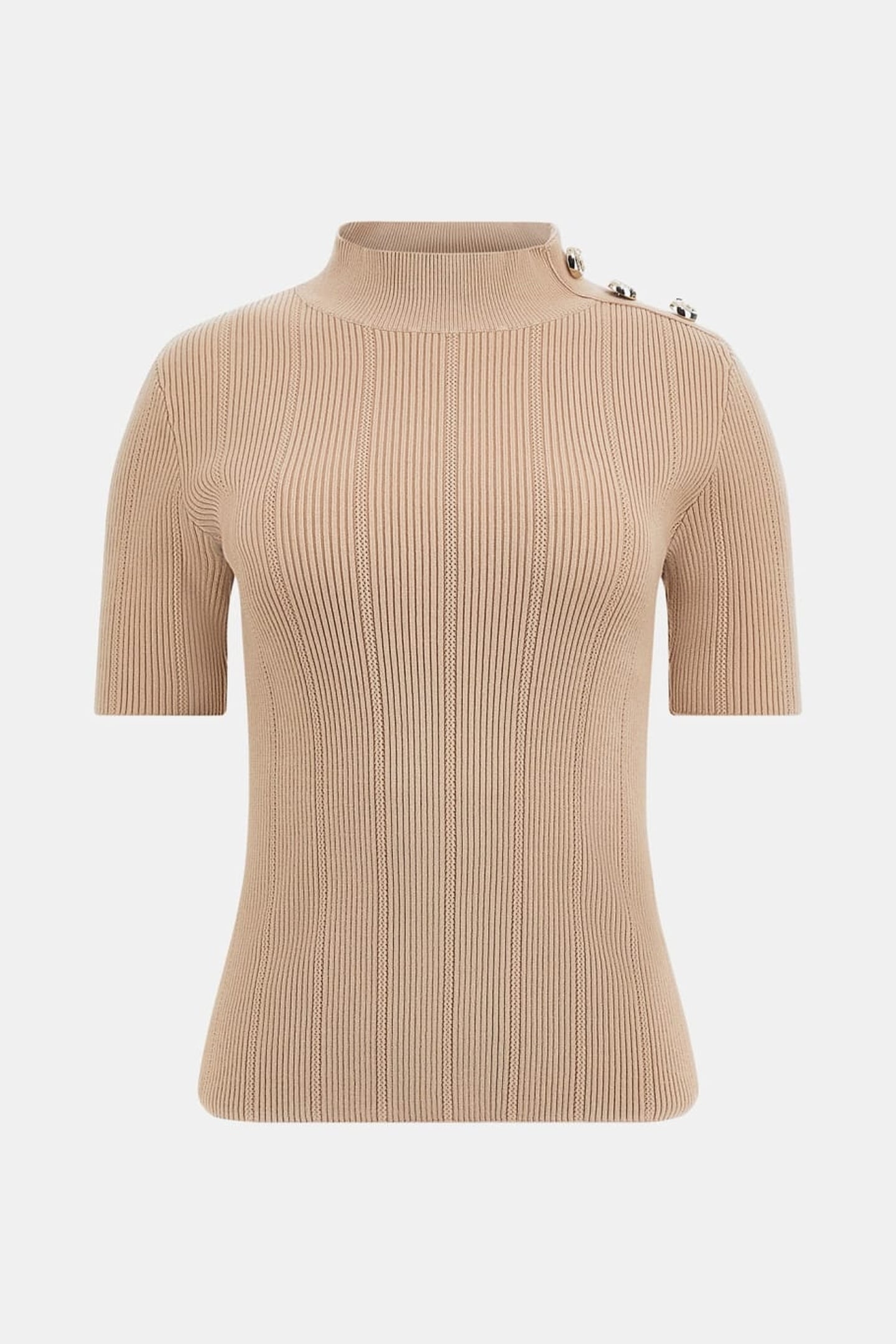 MARCIANO BY GUESS GRACE MOCK NECK SS SWEATER FAWN TAUPE 5