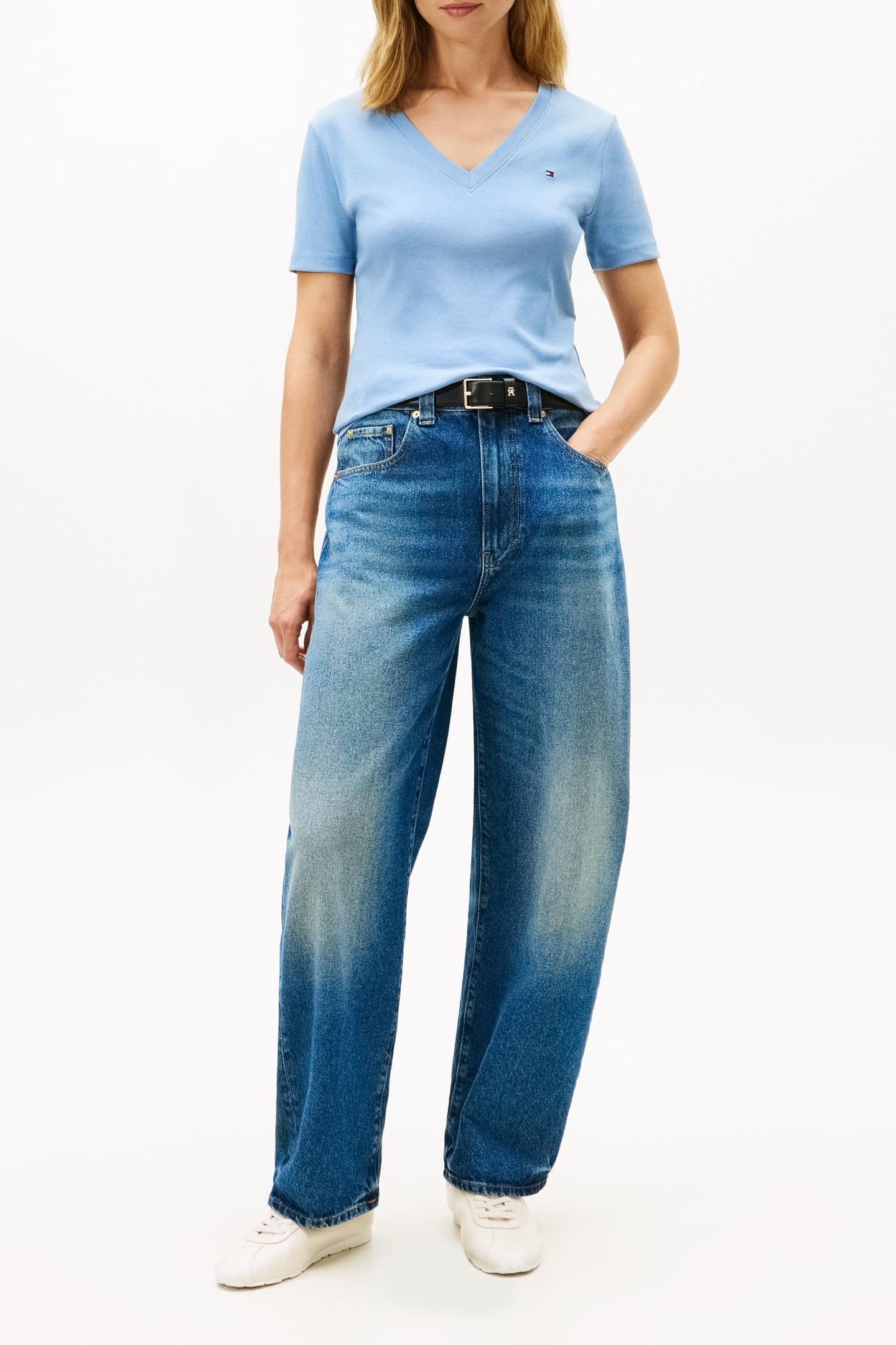 SLIM CODY V-NECK SS TEE CLEAR WATER 2