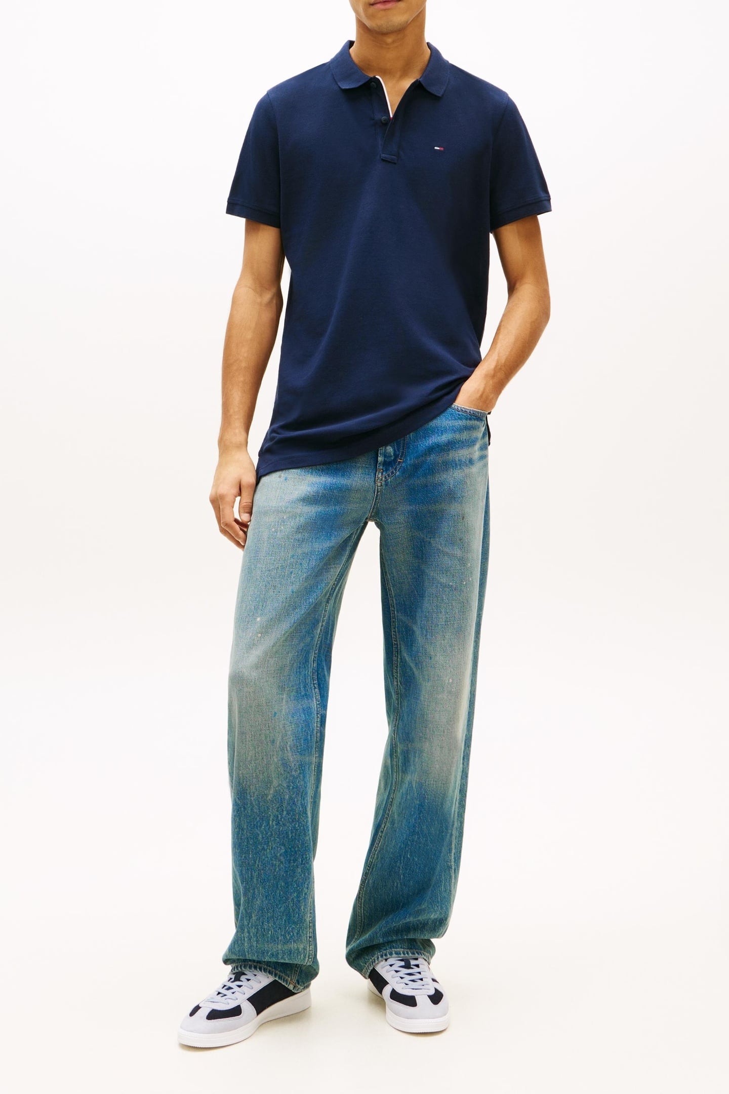 FLAG SLIM FIT PIQUE POLO SHIRT DARK NIGHT NAVY 1