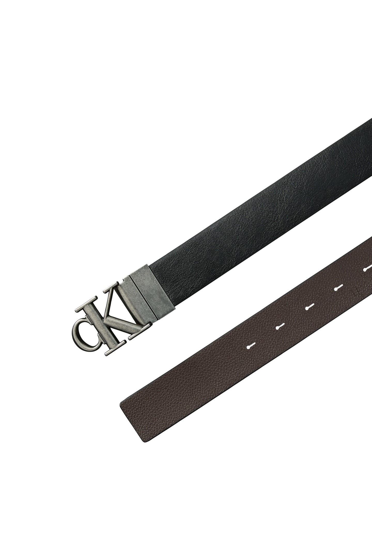 BUCKLE TUMBLED 35 BELT BLACK/DARK BROWN/ANTIQUE SILVER 3