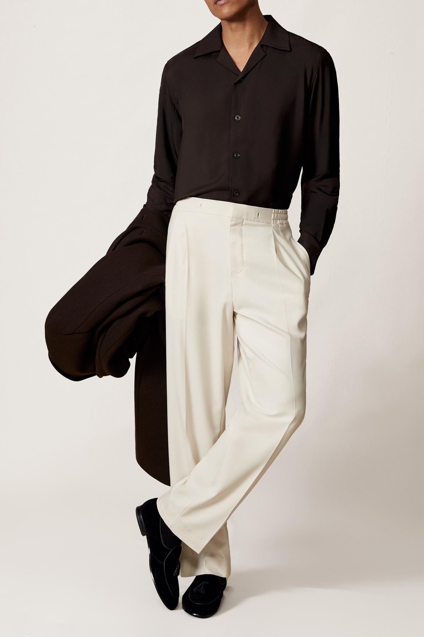 LS TWILL PIPED CUBAN SHIRT CHOCOLATE BROWN 5