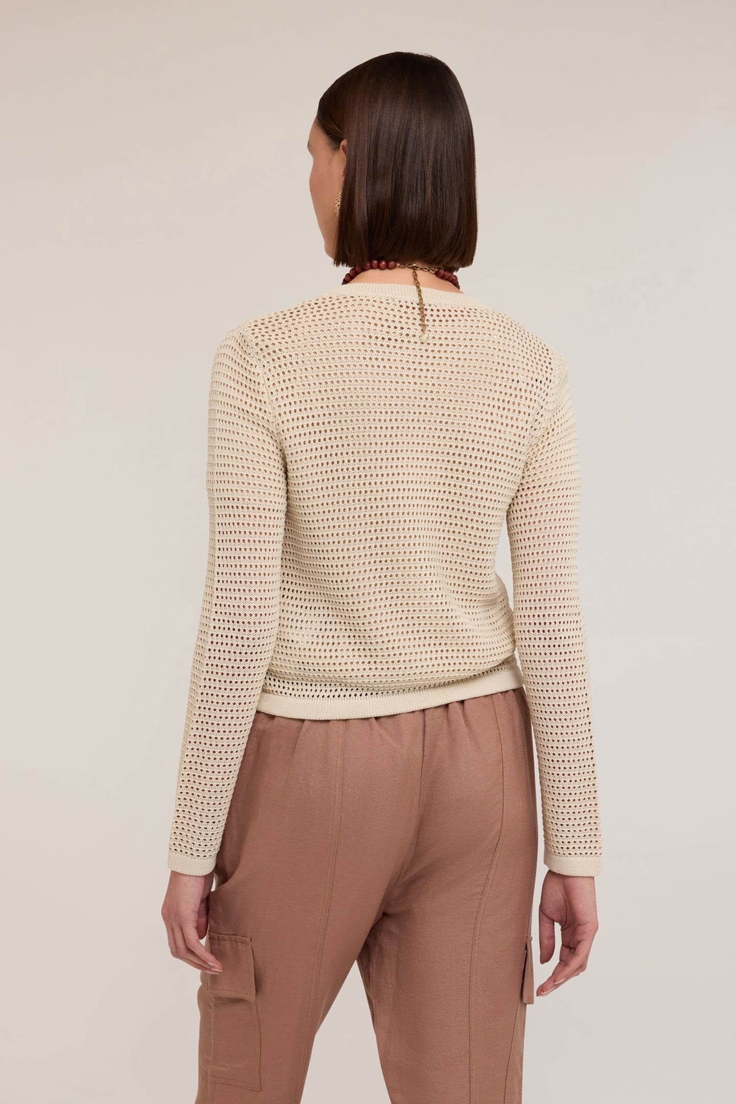 OPENWORK KNITTED CARDIGAN BEIGE 2