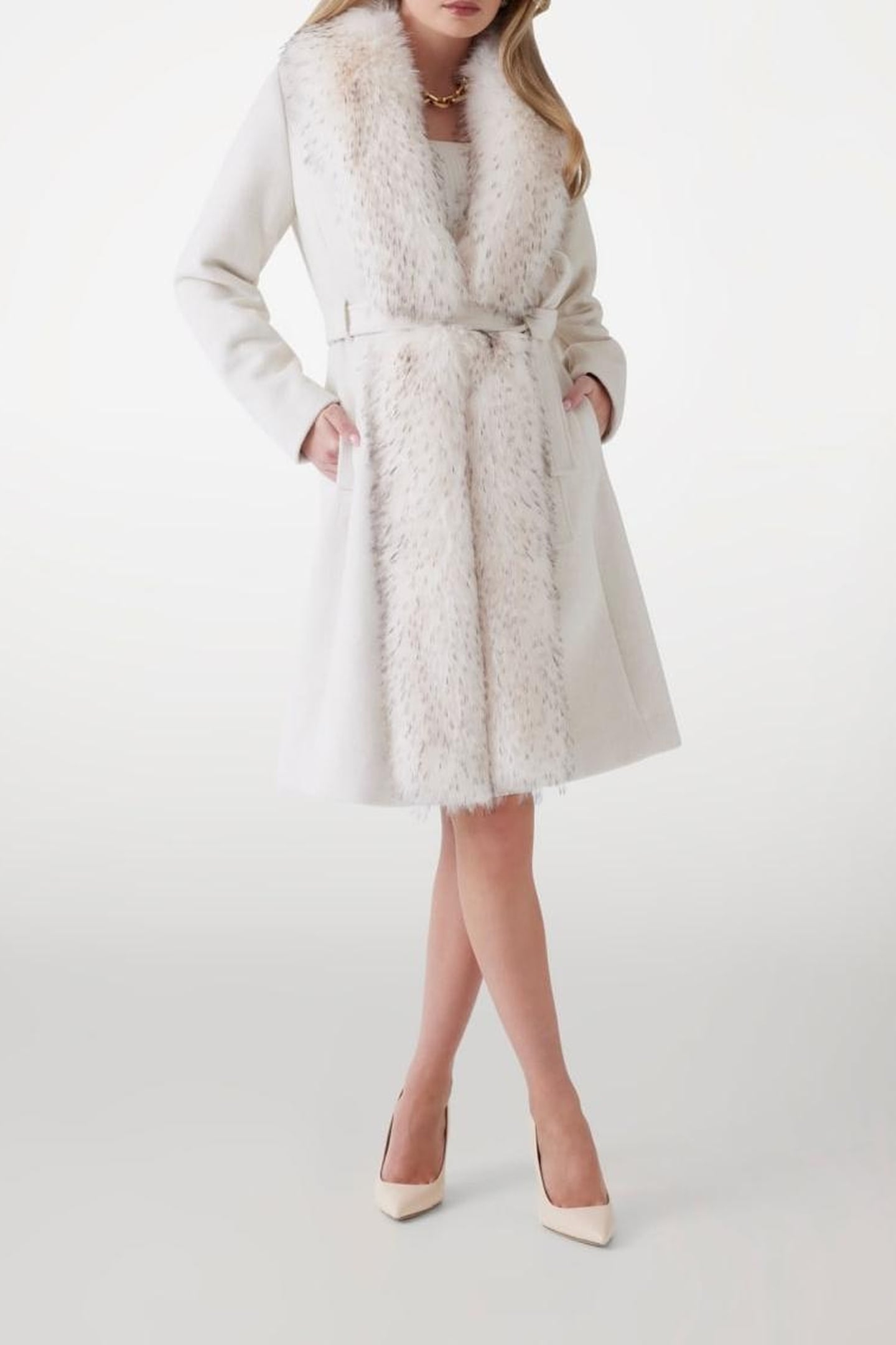 MARCIANO BY GUESS VALERIE COAT HEATHER OFF WHITE 1